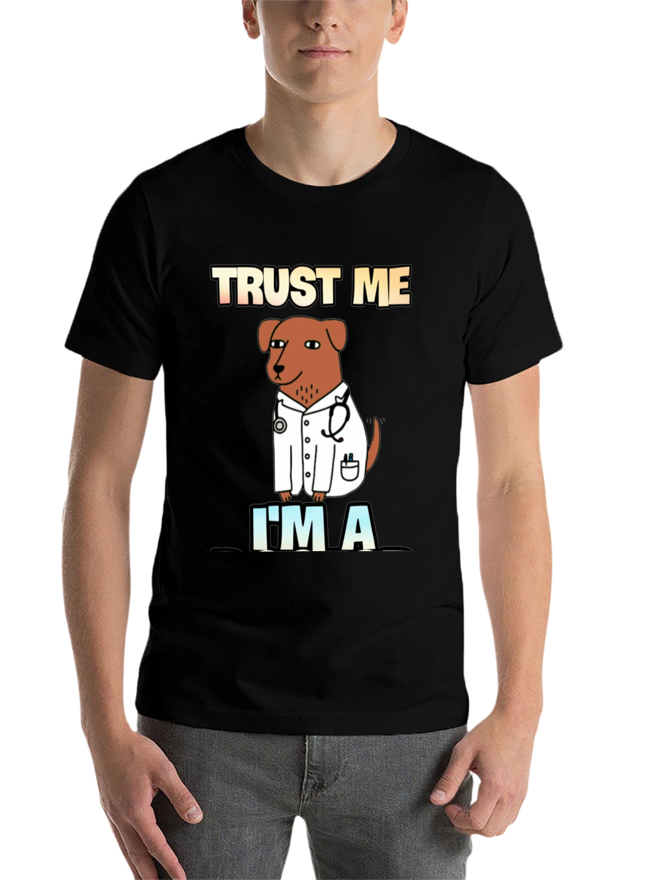 Black Trust Me I'm A Doctor Dog T-Shirt view 7
