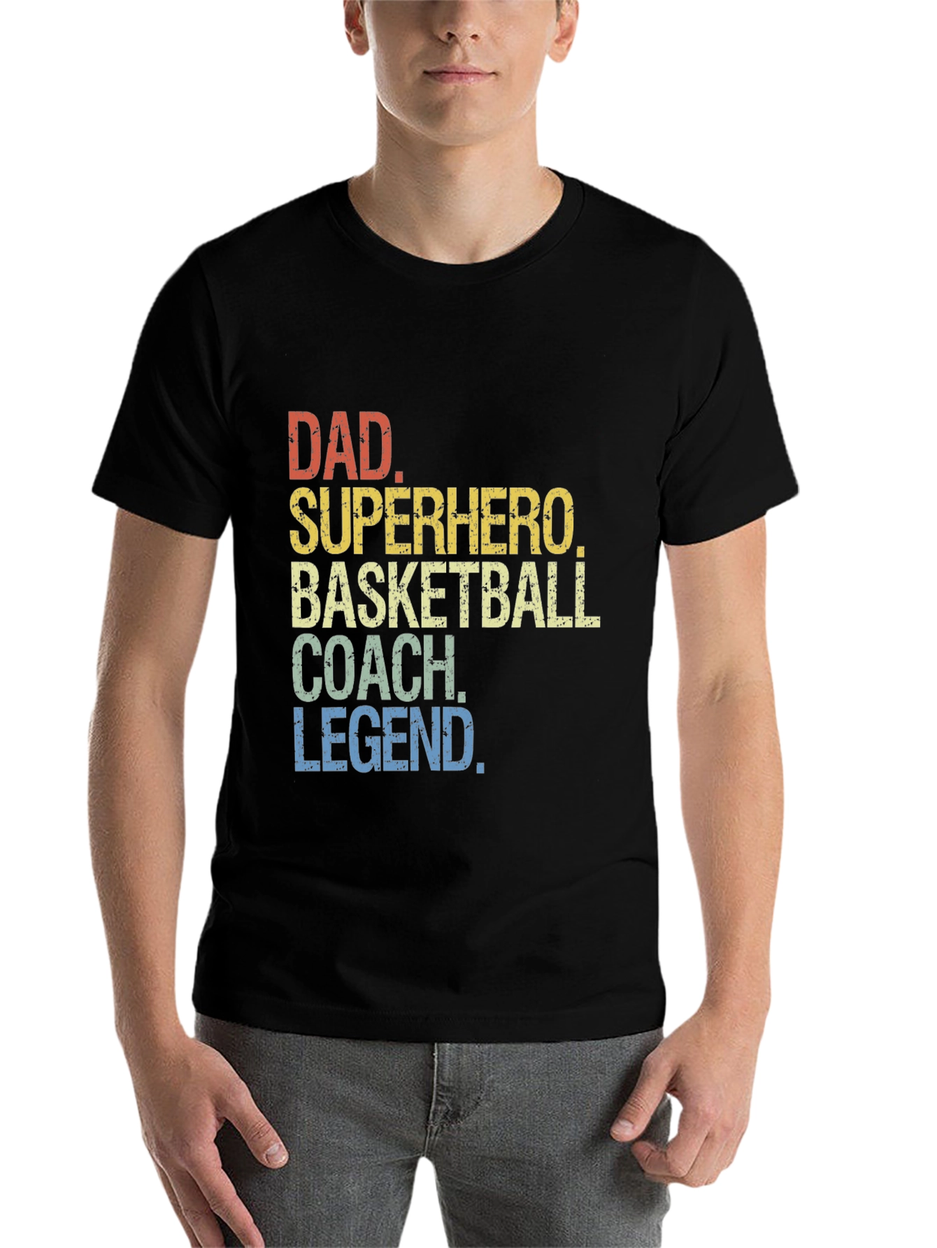 Black Dad Superhero Basketball Coach Legend T-Shirt view 7