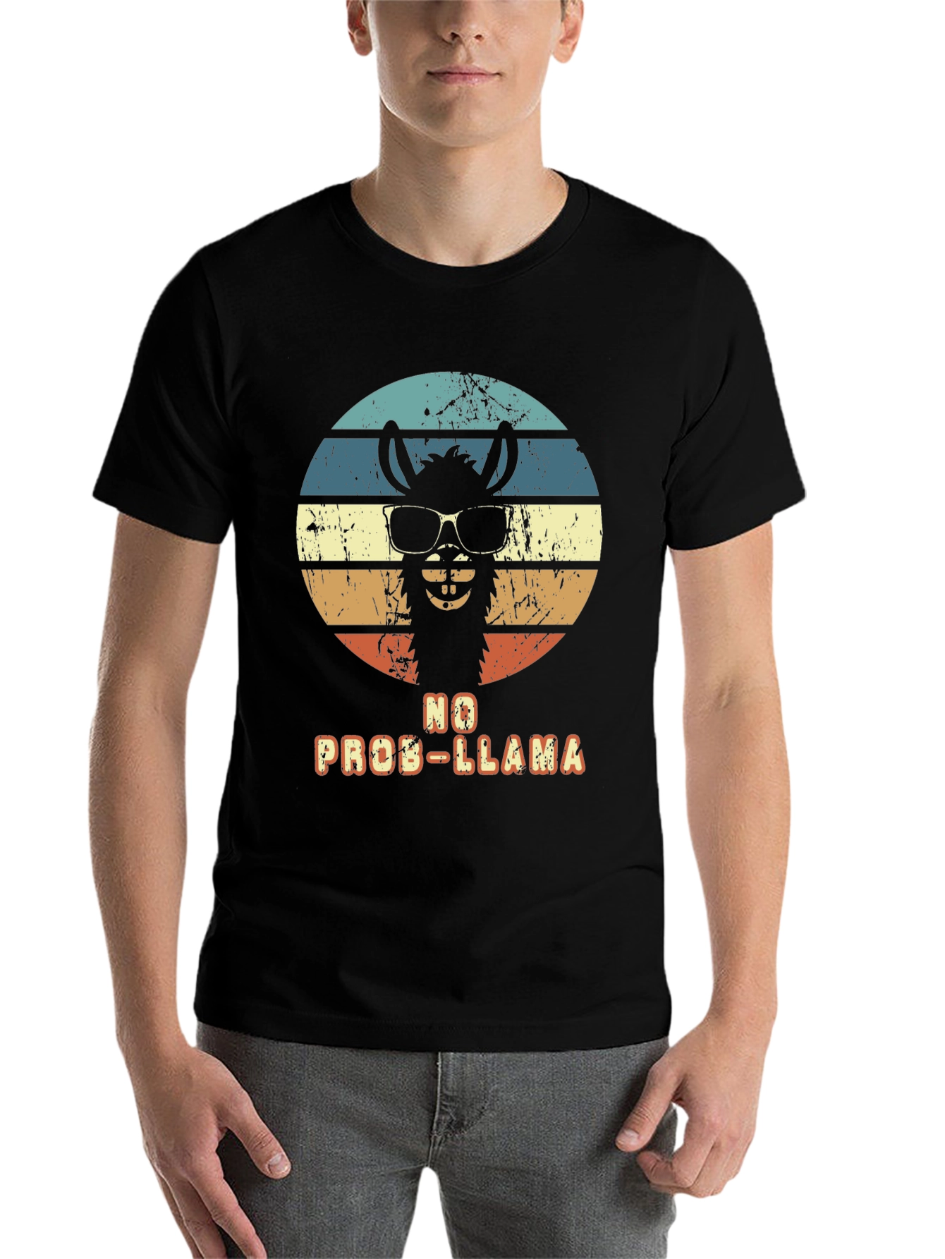 Black No Prob-Llama T-Shirt - Retro Alpaca Design view 7