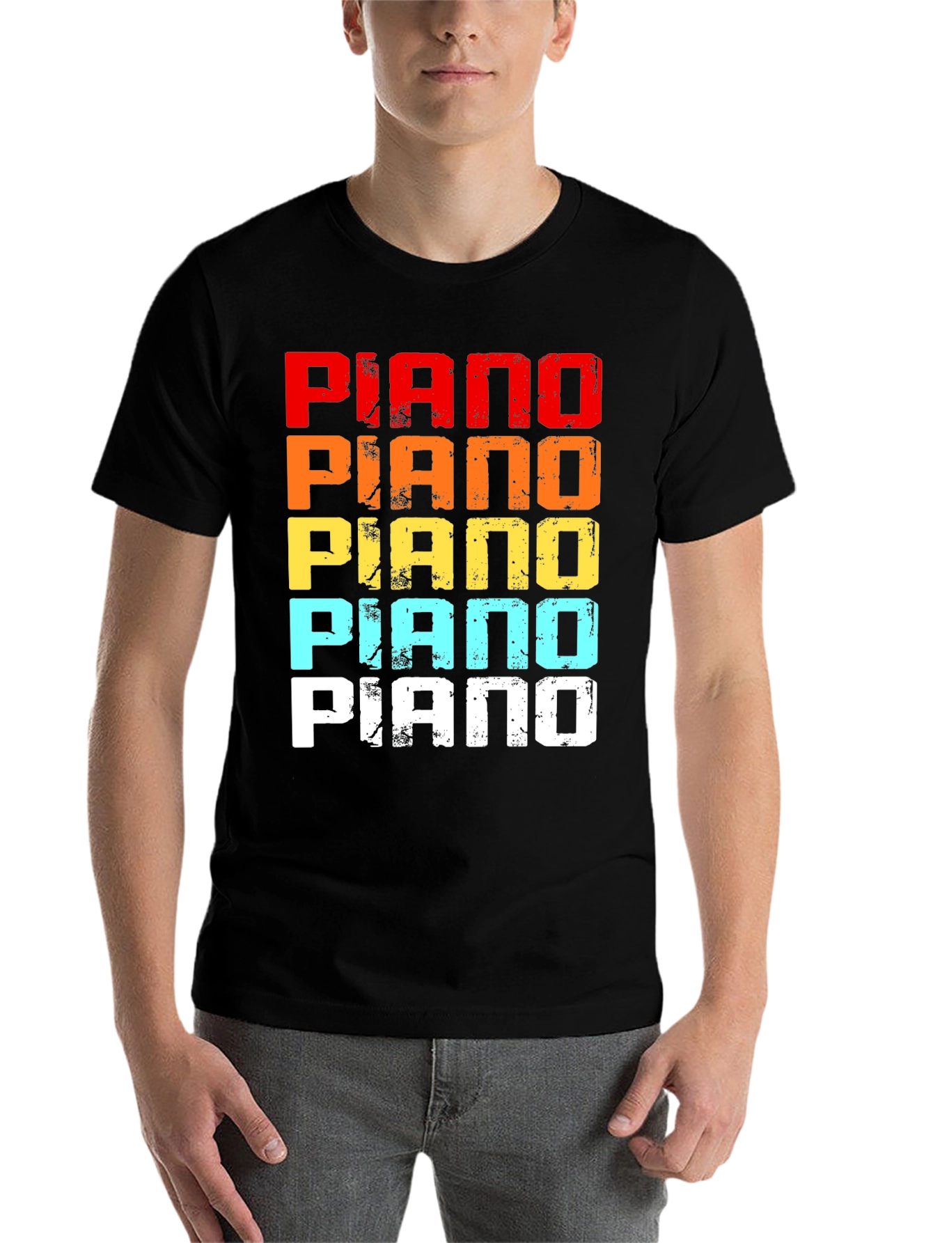 Black Retro Piano Graphic Tee - Music Lover T-Shirt view 7