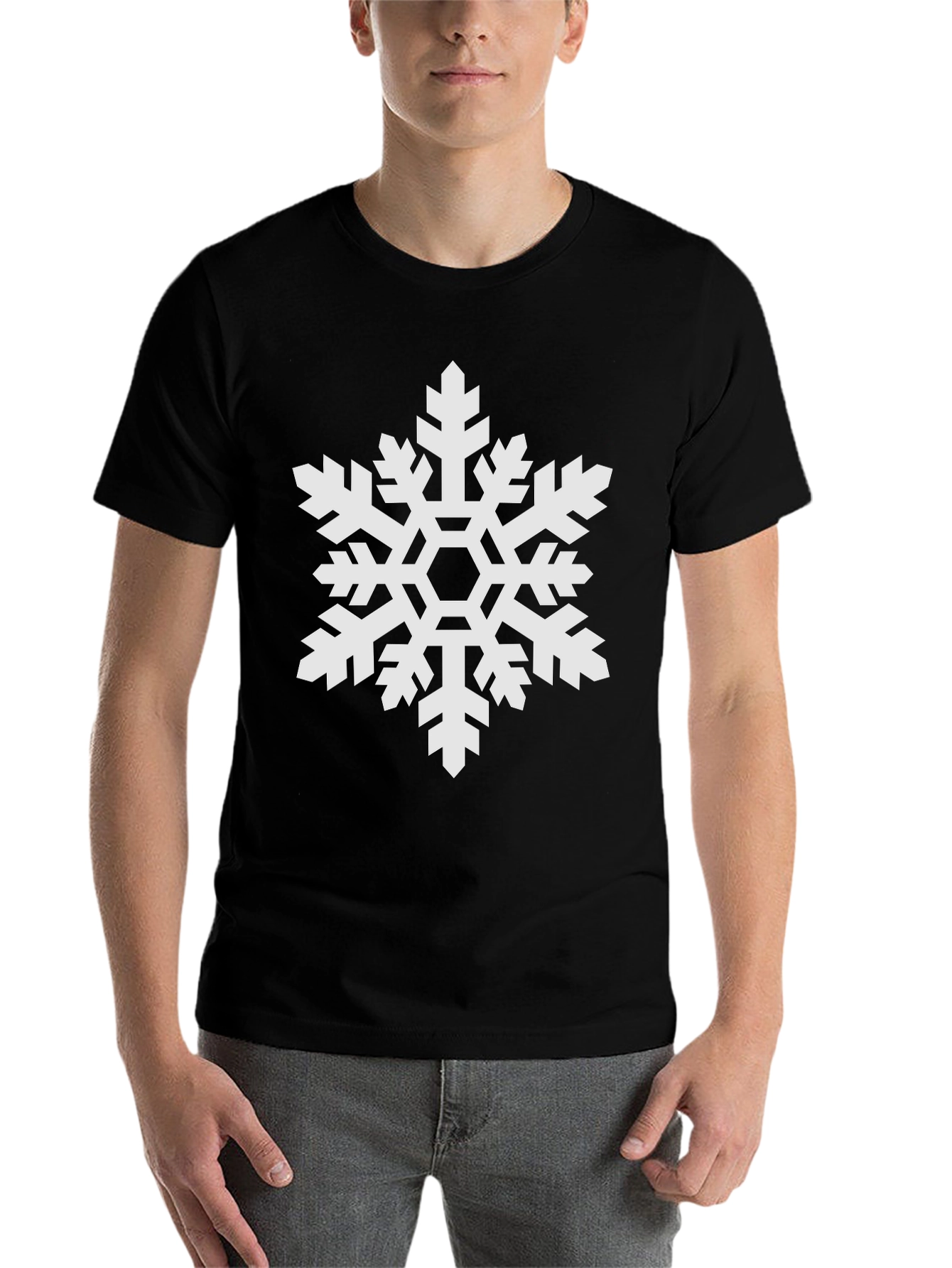 Black Snowflake Graphic Tee - Black Winter Holiday Shirt view 7
