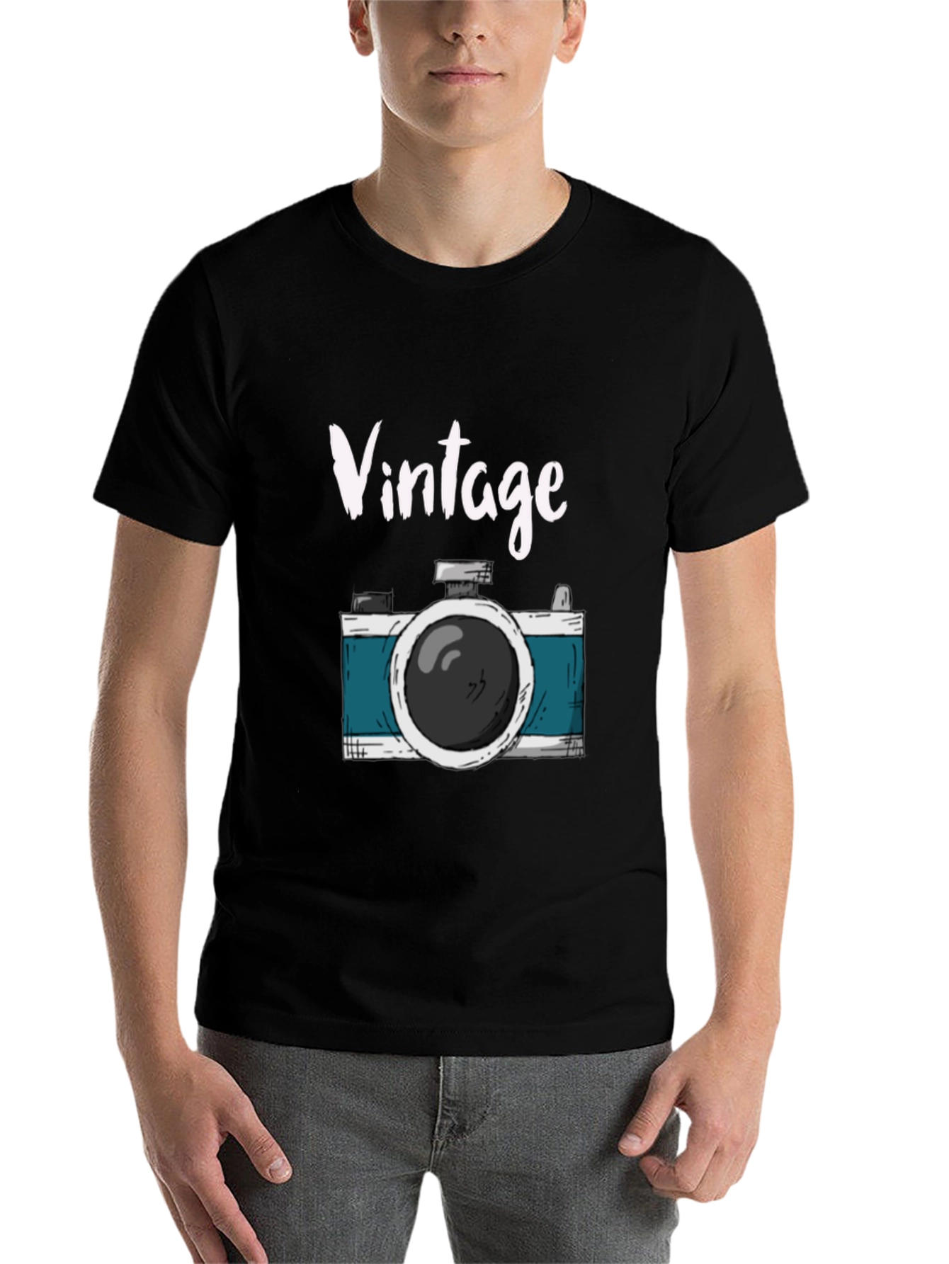 Black Vintage Camera Graphic Tee view 7