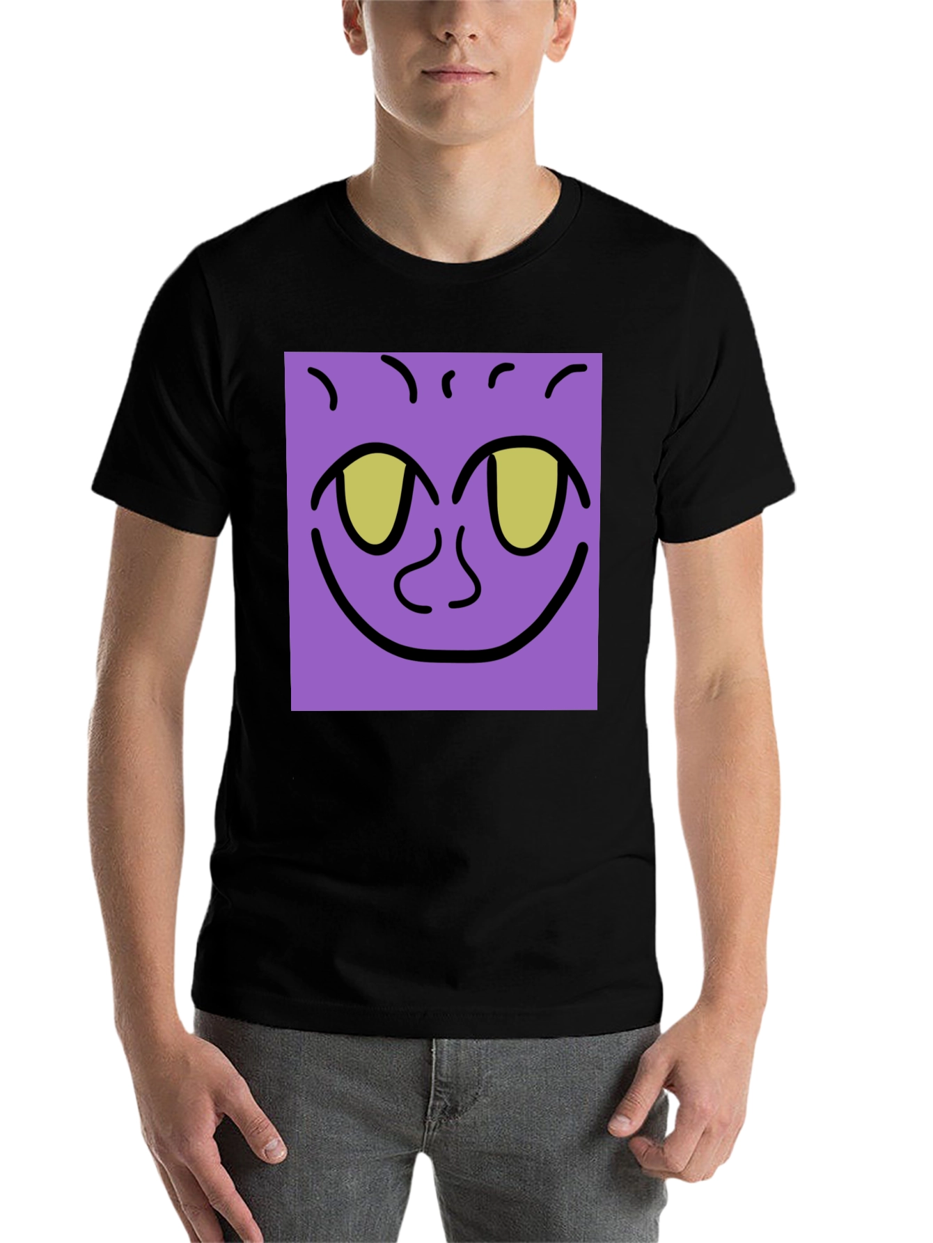 Black Purple Face Graphic Tee - Black Cotton Shirt view 7