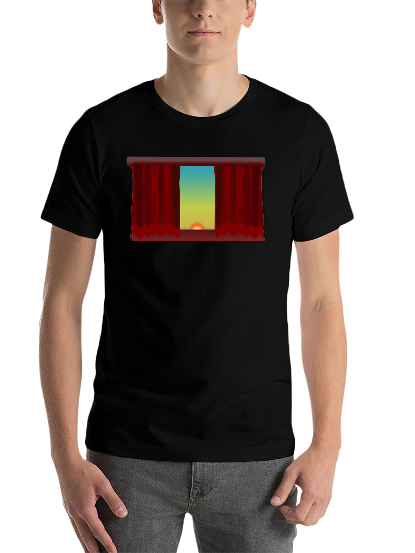 Black Sunset Theater Curtain Graphic Tee - Unisex view 7