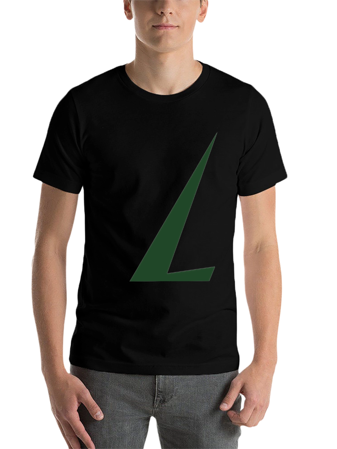 Black Minimalist Green L Graphic Black T-Shirt view 7