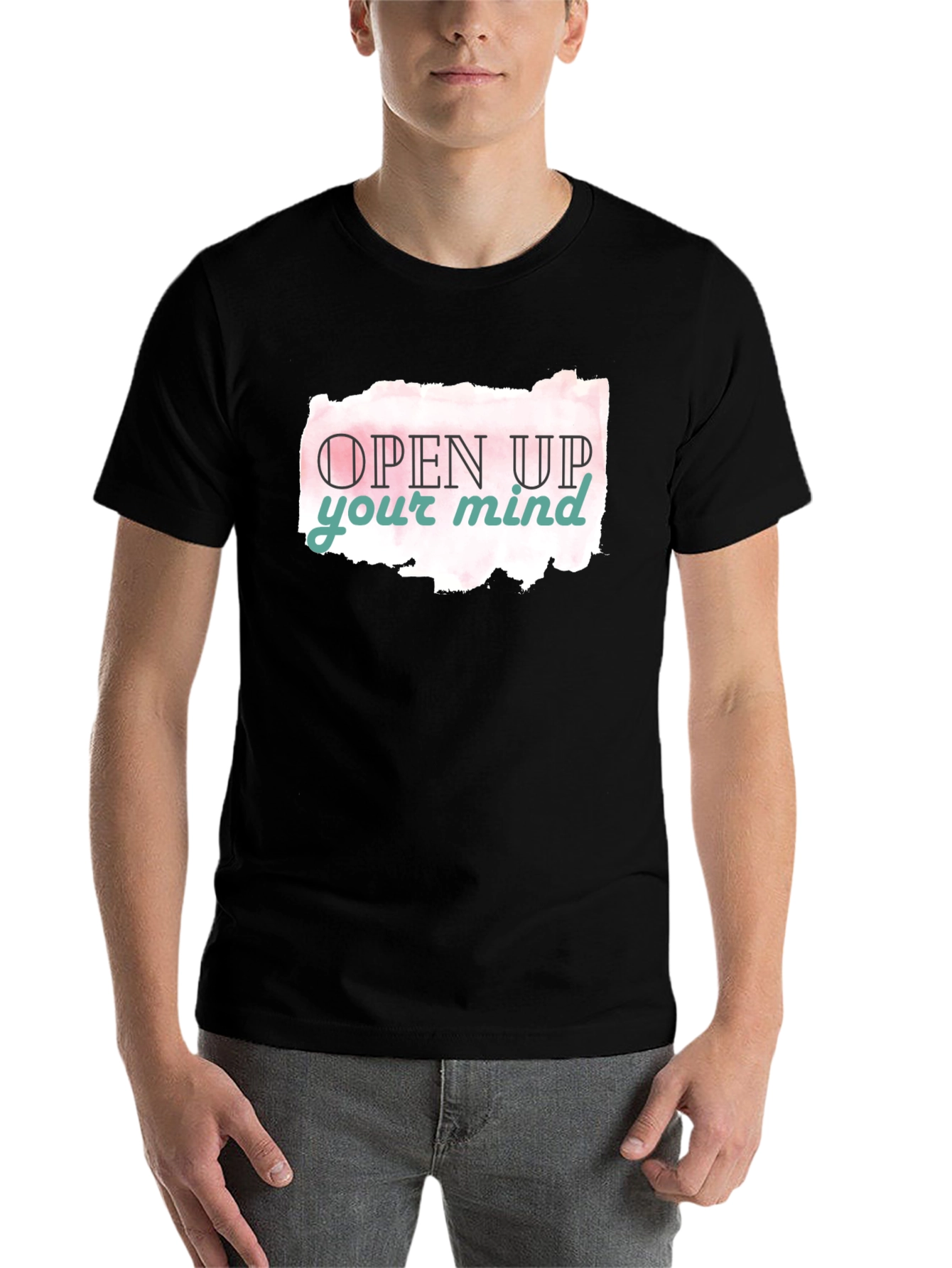 Black Open Mind Graphic Tee - Black Casual T-Shirt view 7