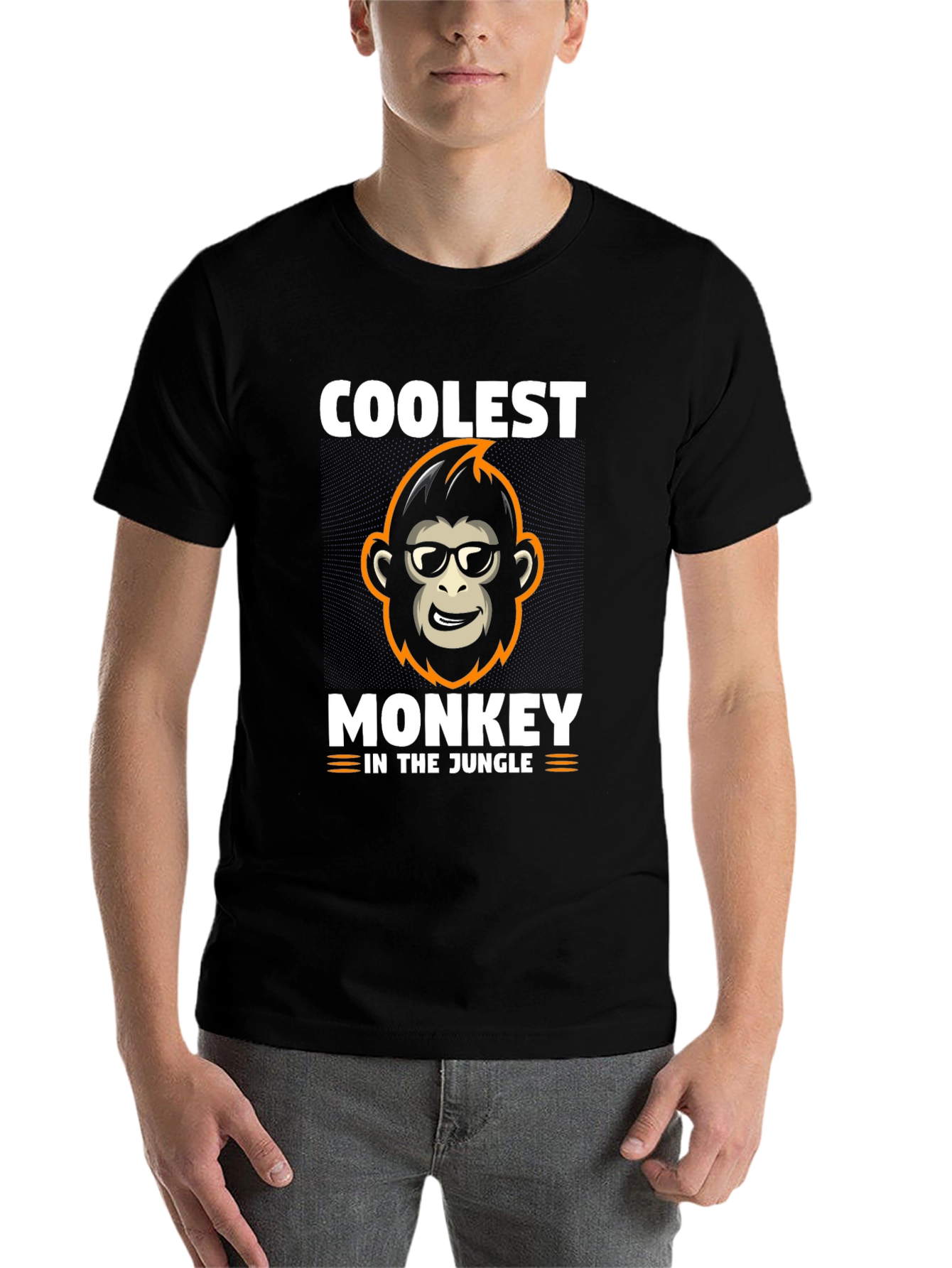 Black Coolest Monkey in the Jungle Black T-Shirt view 7