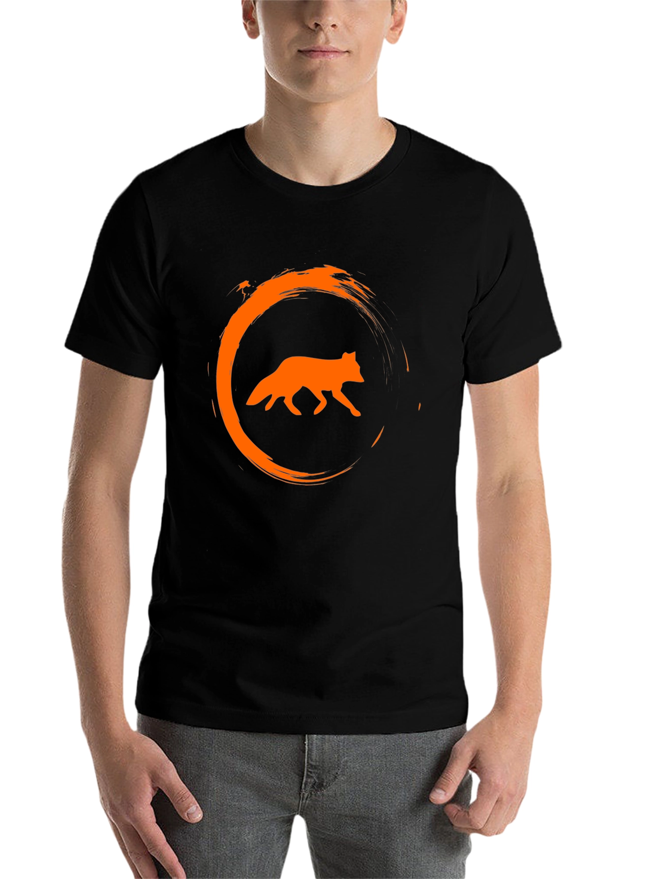 Black Fox Circle Graphic Black T-Shirt view 7