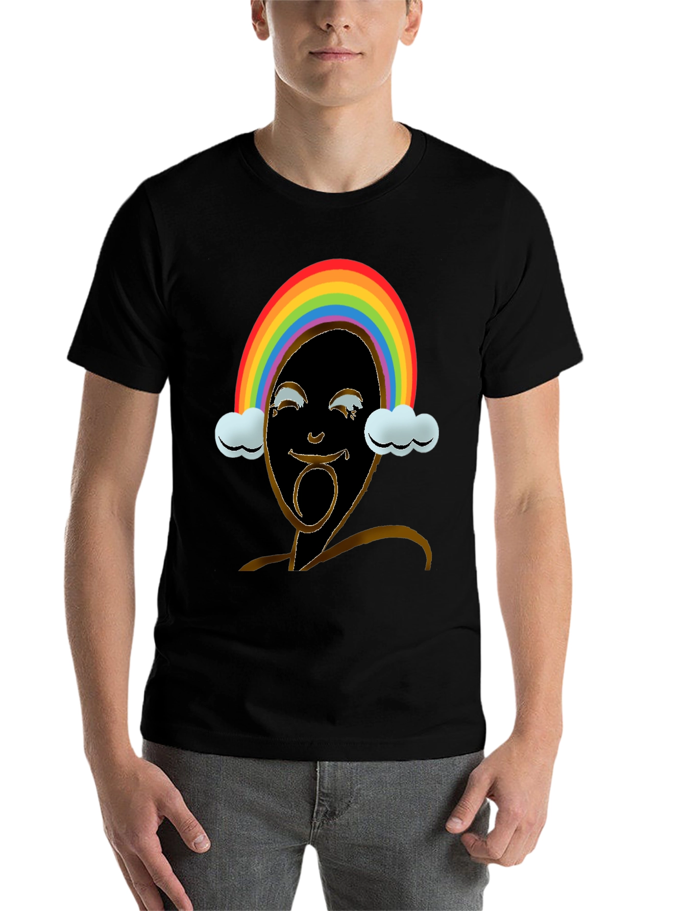 Black Rainbow Face Graphic Tee - Black view 7
