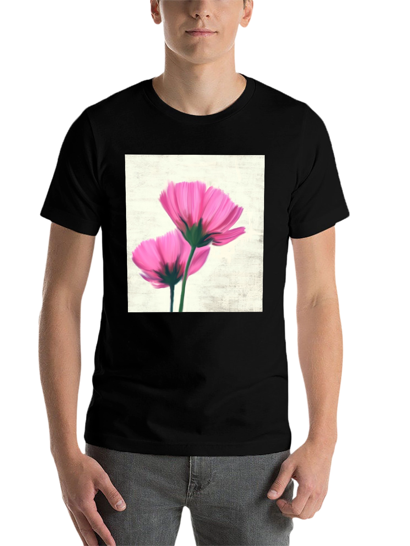 Black Floral Print Black T-Shirt view 7