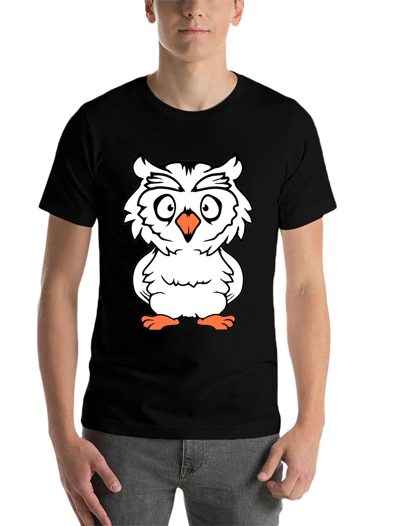 Black Owl Graphic Tee - Black Cotton T-Shirt view 7
