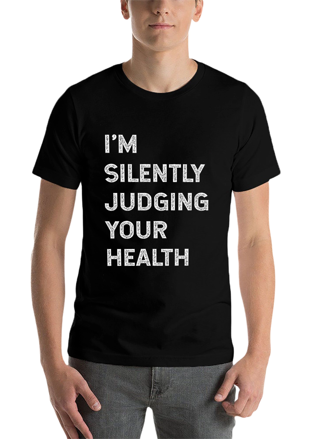 Black Silently Judging Health Graphic Tee view 7