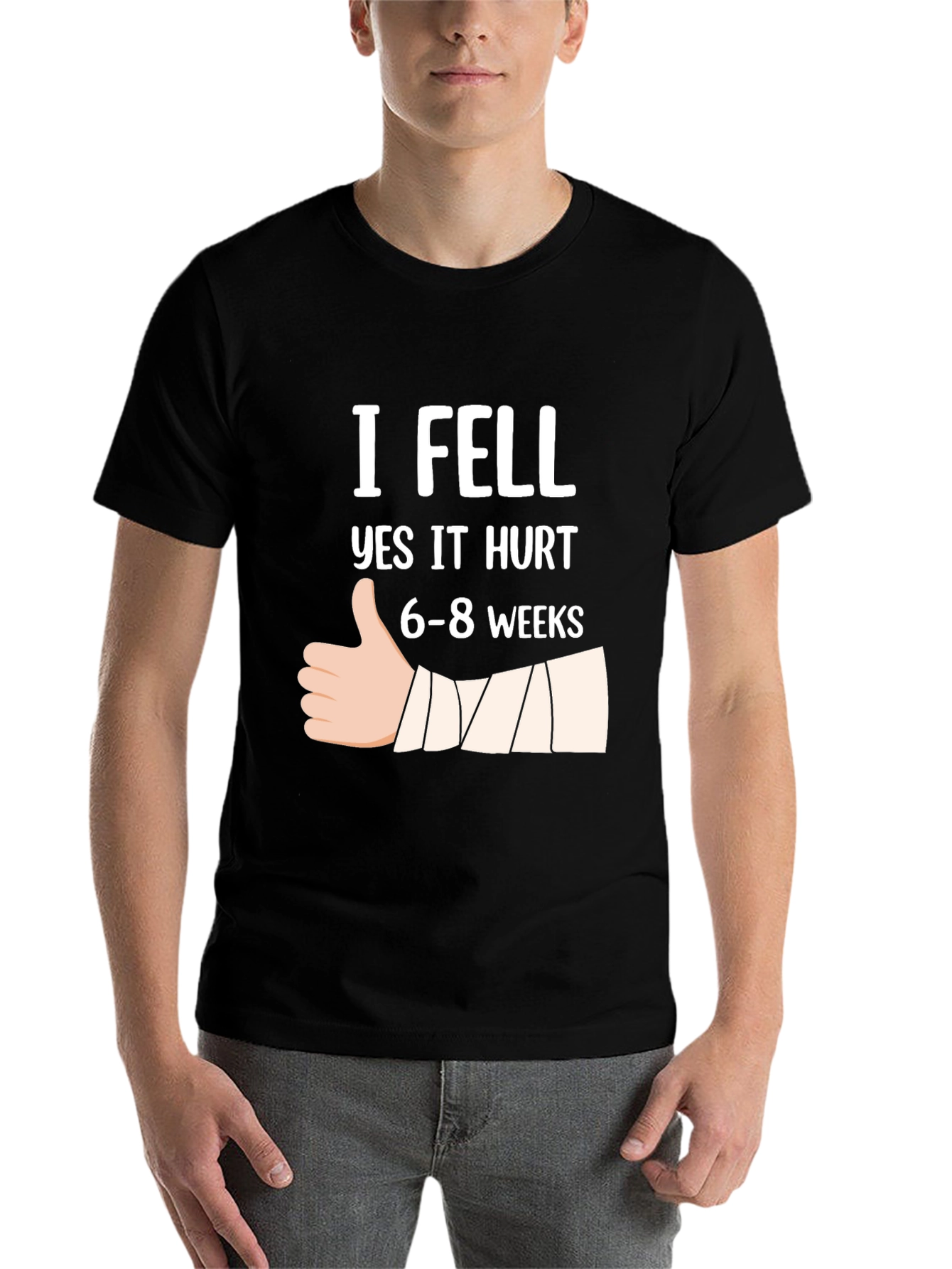 Black I Fell Yes It Hurt T-Shirt Funny Broken Bone Gift view 7