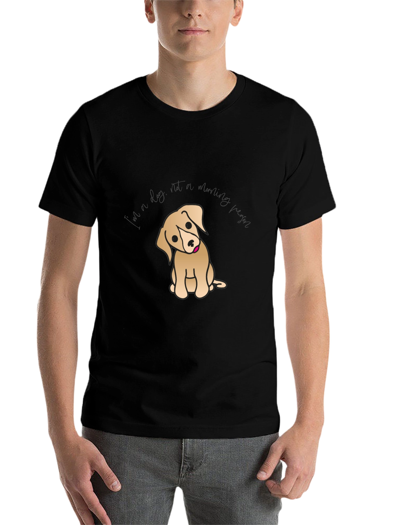 Black Cute Puppy Graphic T-Shirt - Black Cotton Tee view 7