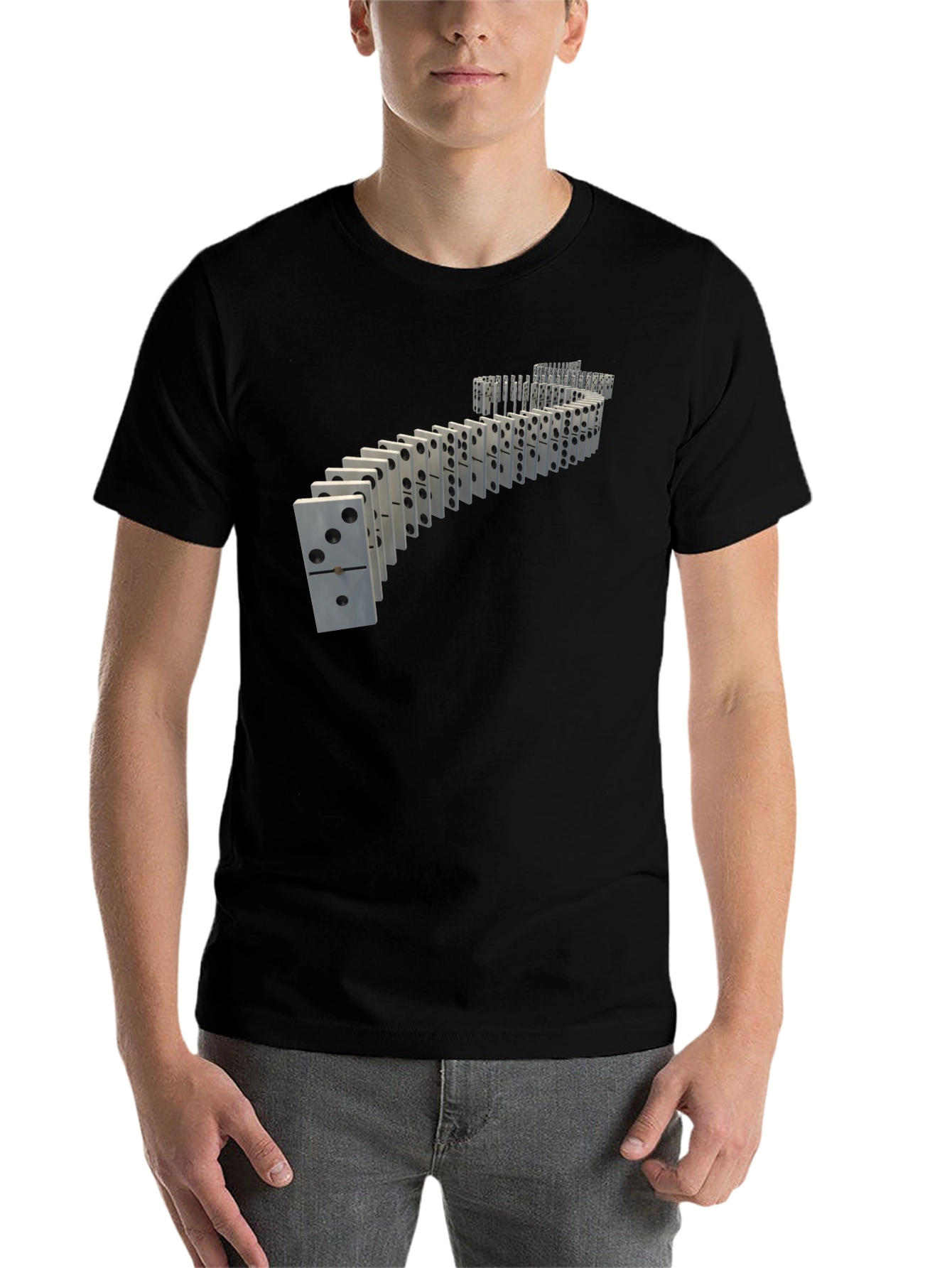 Black Domino Effect Graphic Tee - Unique Design view 7