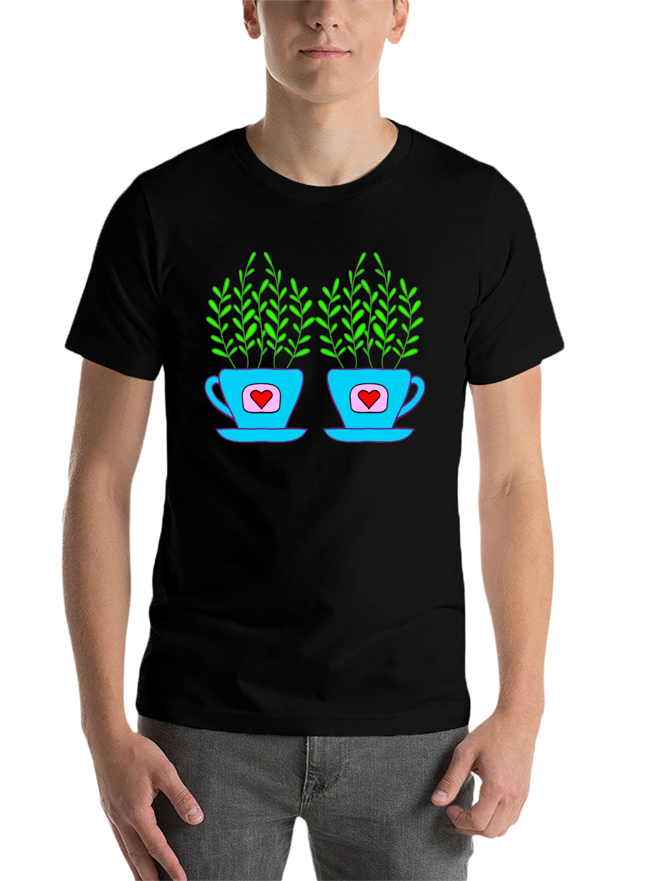 Black Heart Tea Cups T-Shirt view 7