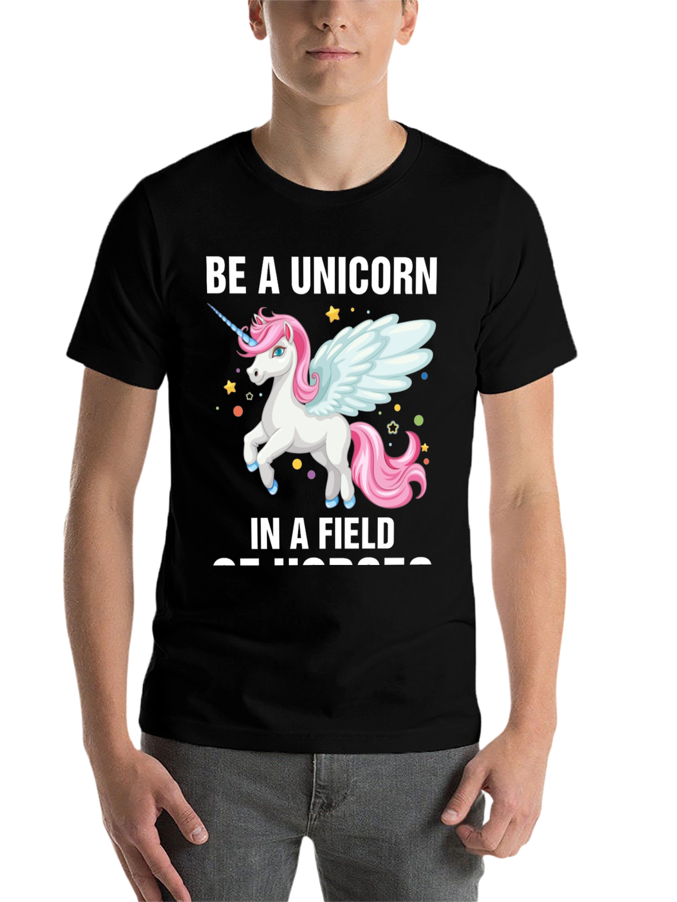 Black Be a Unicorn T-Shirt view 7