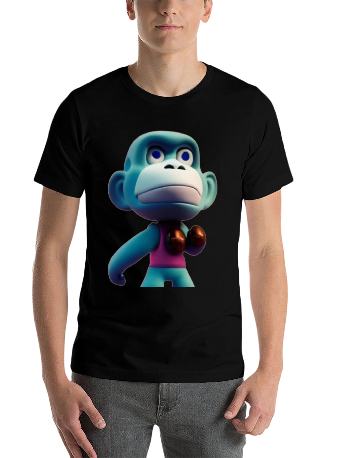 Black Blue Monkey Boxer T-Shirt view 7
