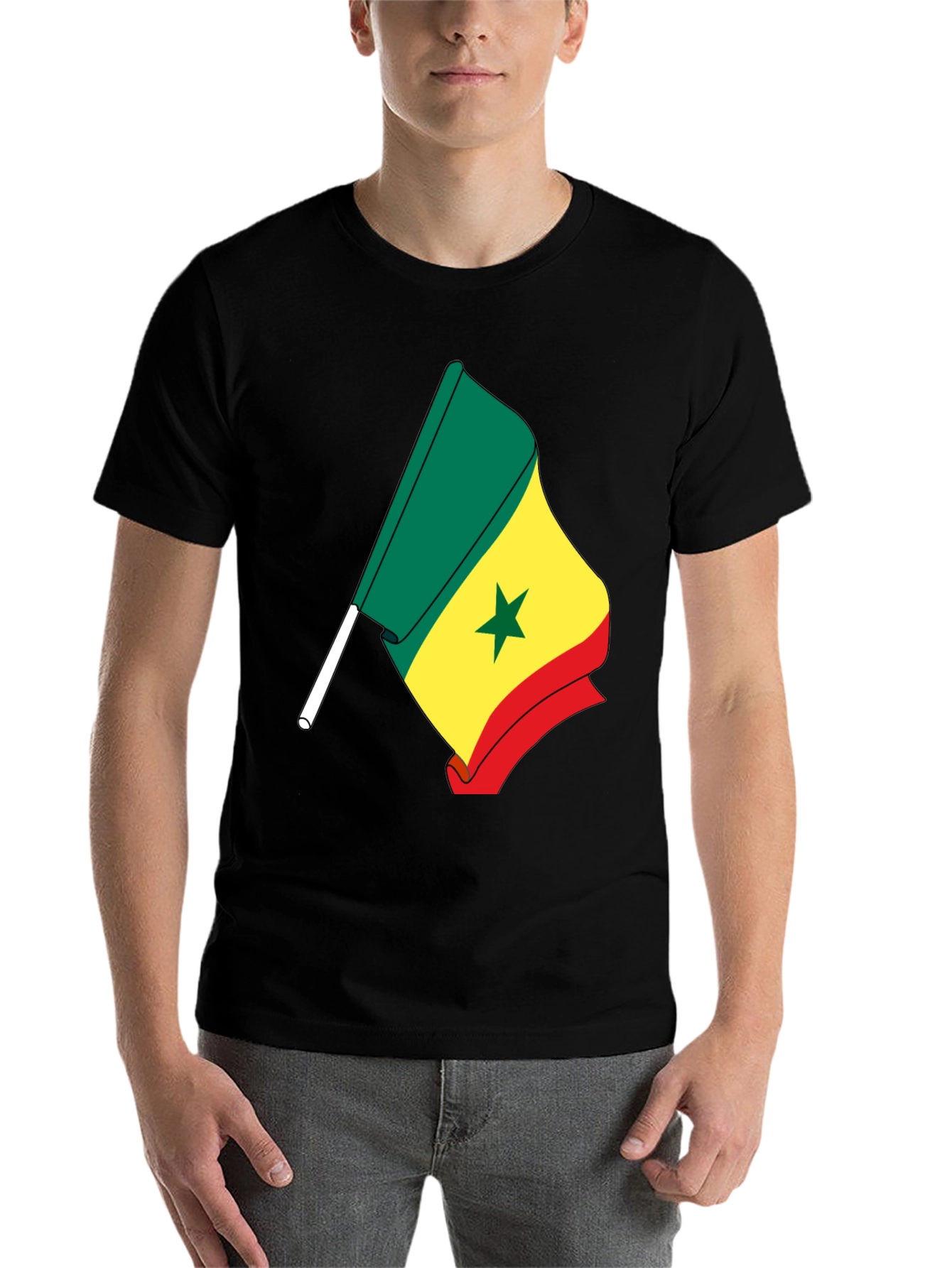 Senegal Flag Graphic Tee - Black Cotton Shirt - 7