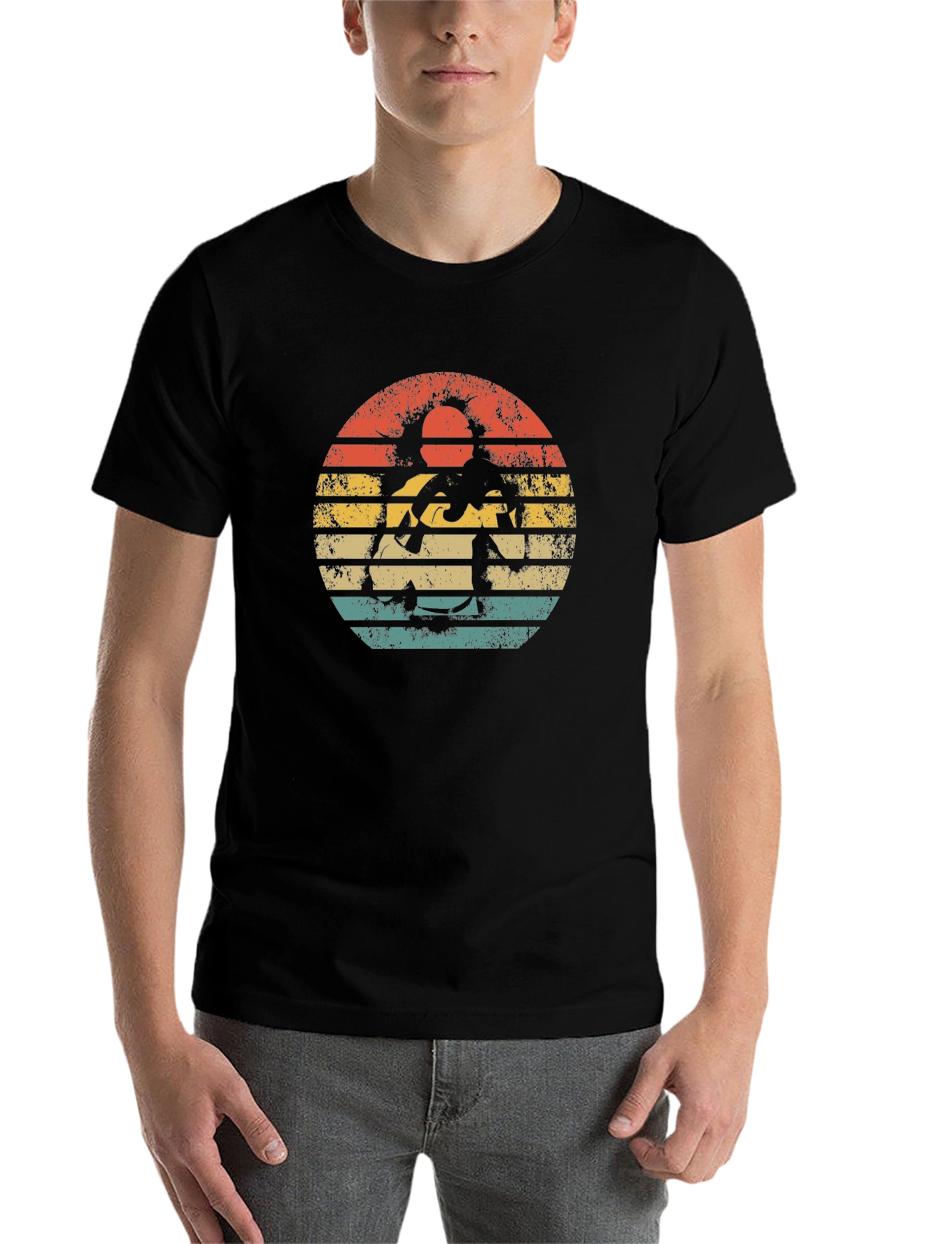 Black Vintage Retro Sunset Graphic T-Shirt view 7