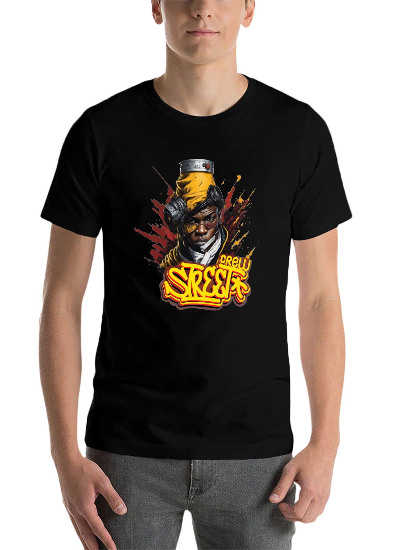 Black Street Crew Graphic T-Shirt - Urban Style view 7