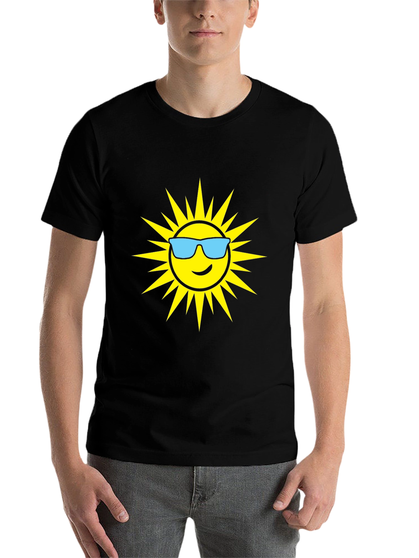 Black Cool Sun Graphic T-Shirt - Black Cotton Tee view 7