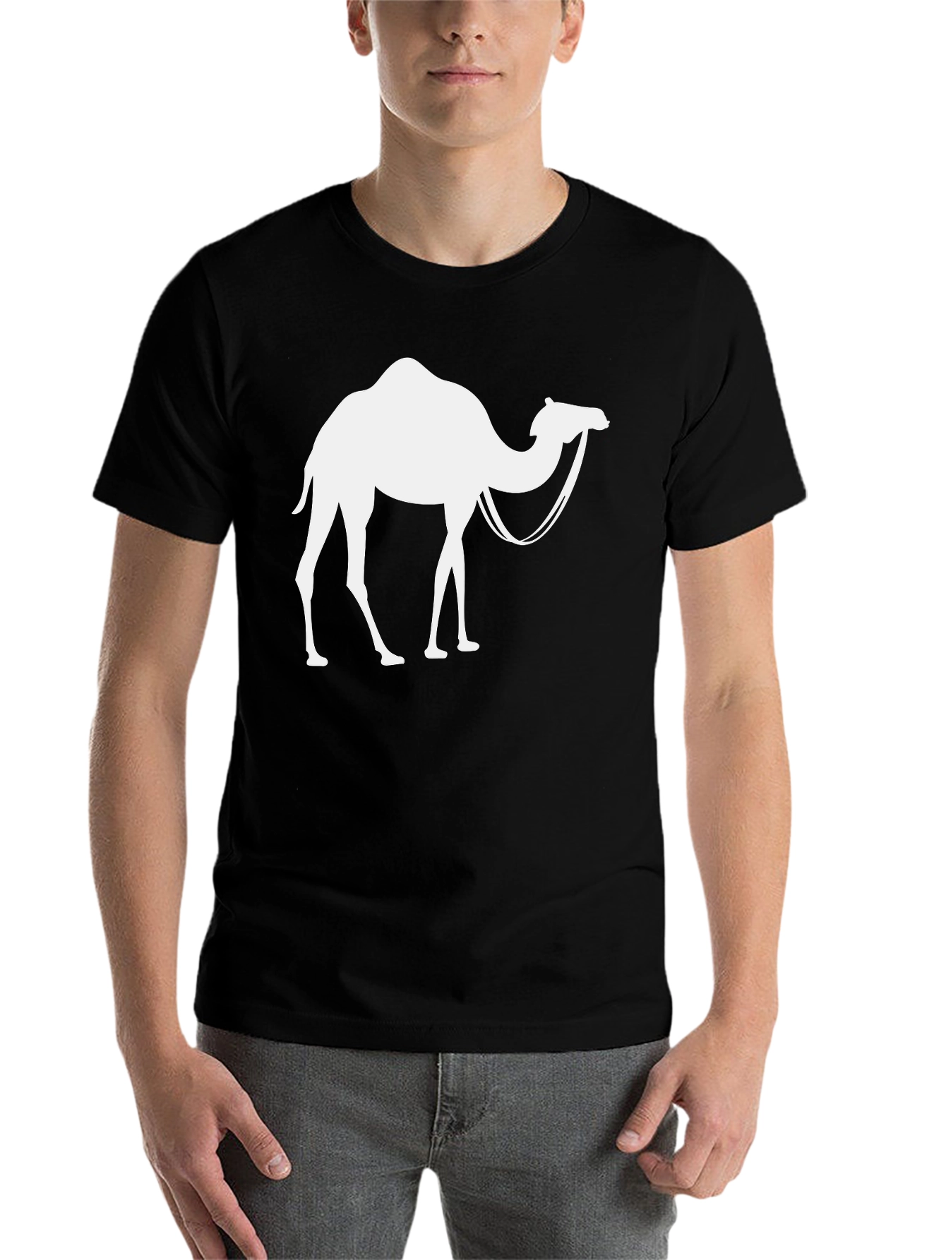 Black Camel Graphic T-Shirt - Classic Crew Neck view 7