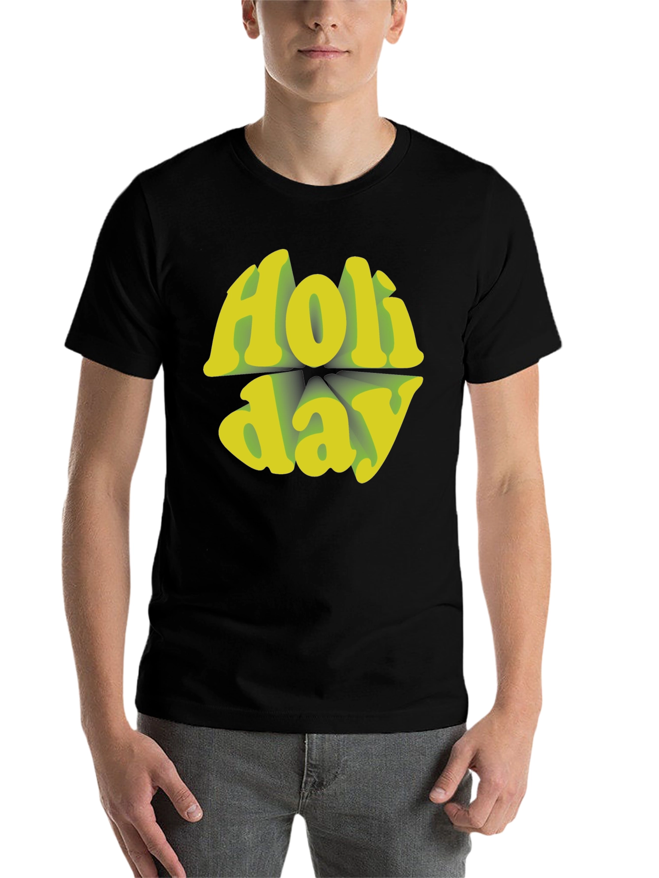 Black Holiday Graphic Tee - Retro Style Black T-Shirt view 7
