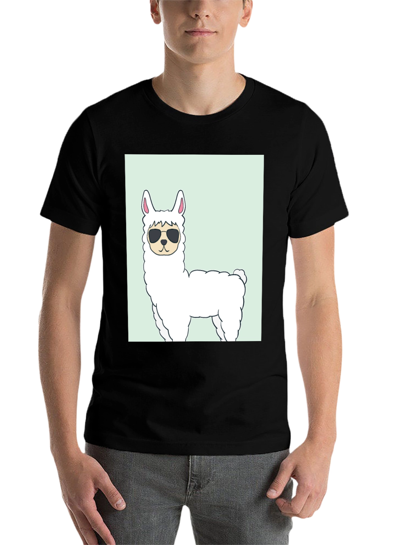 Black Cool Llama Graphic T-Shirt - Black view 7