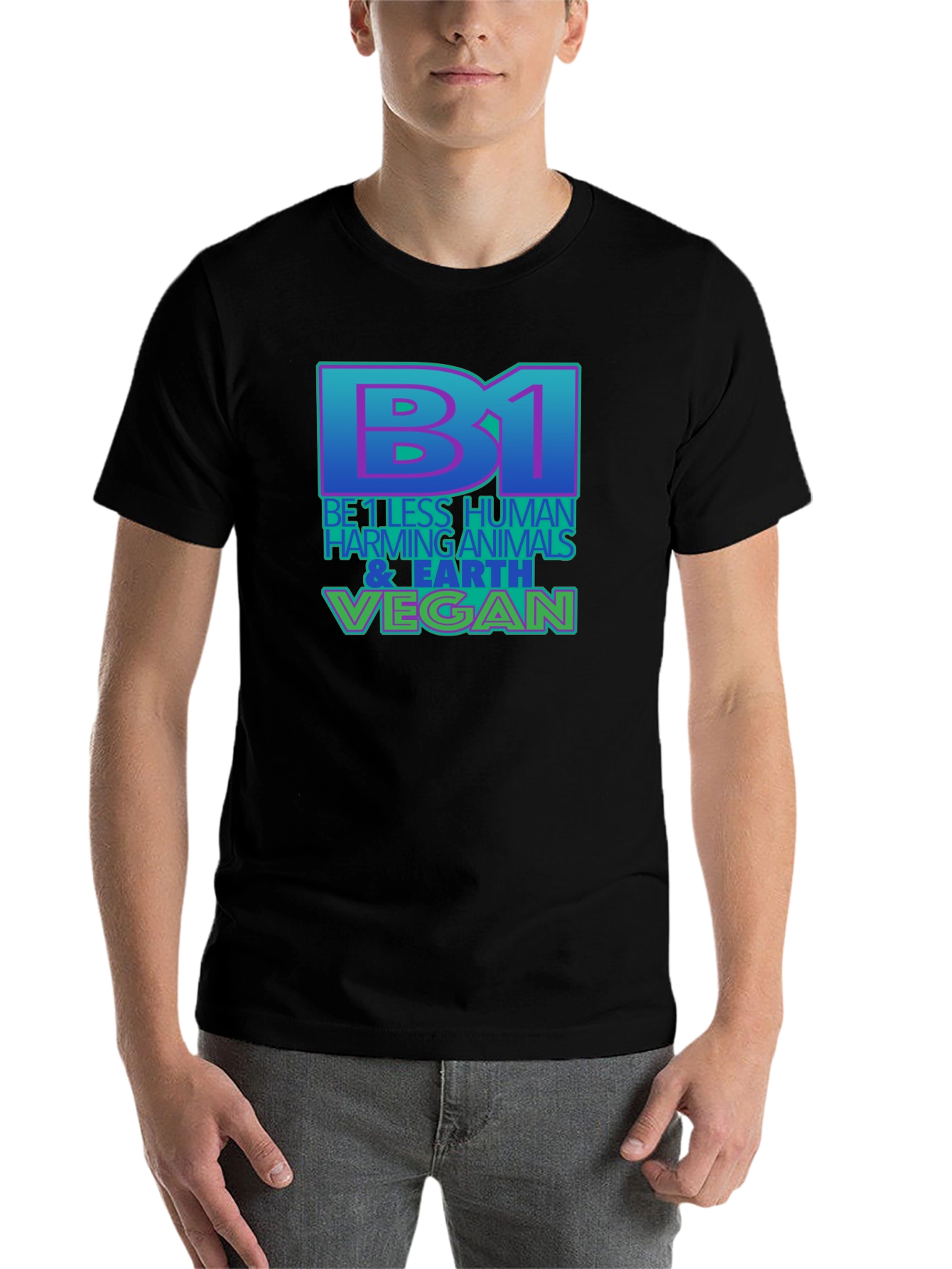 Black Be 1 Vegan T-Shirt - Black, Eco-Friendly view 7