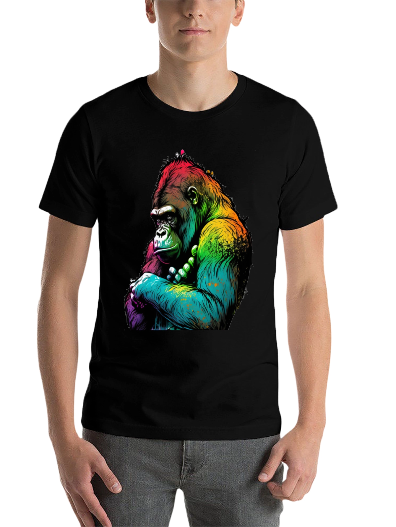 Black Rainbow Gorilla Graphic Tee - Bold Ape Design view 7