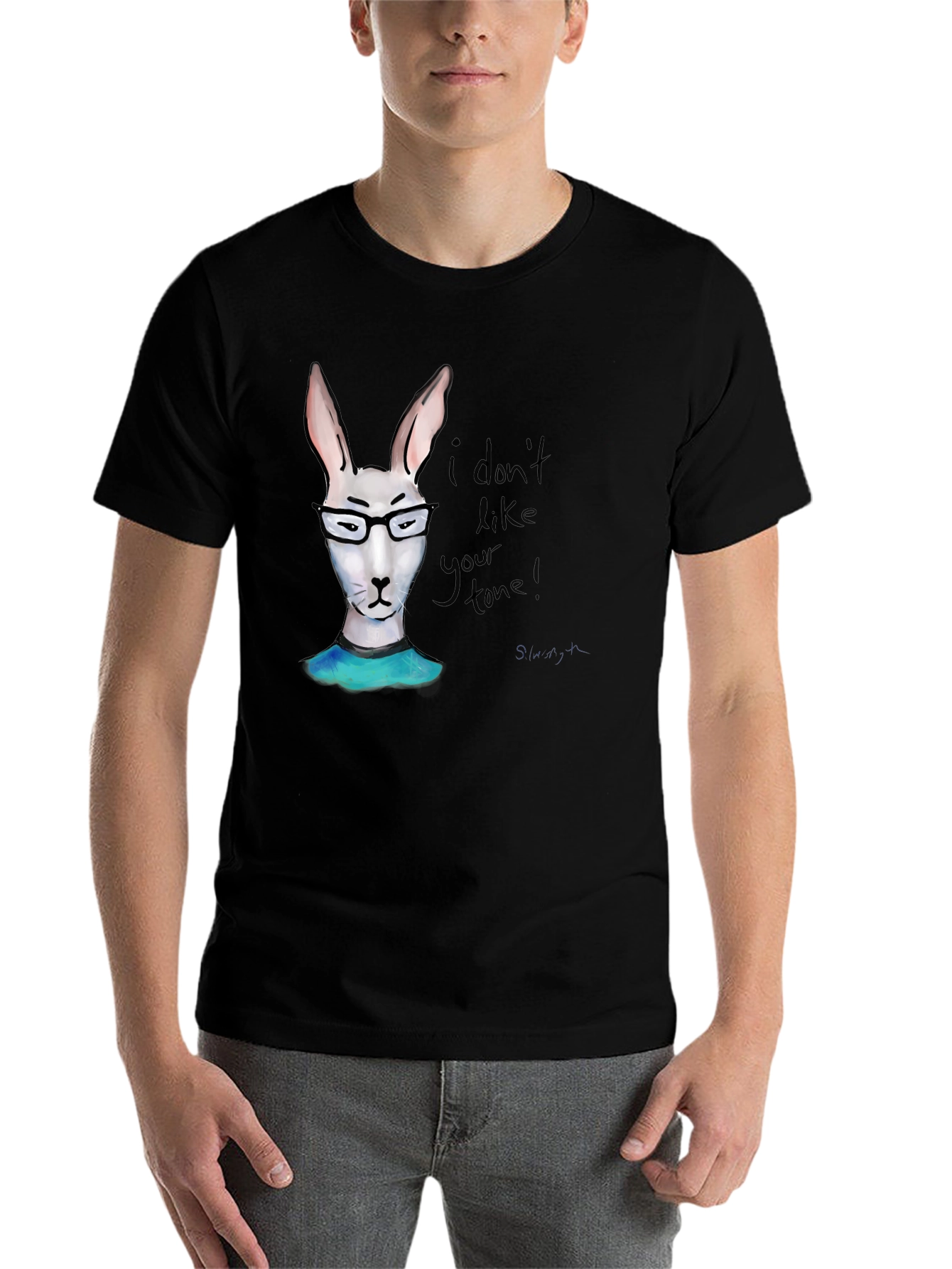 Black Funny Bunny Black T-Shirt - I Don't Like Your Tone view 7
