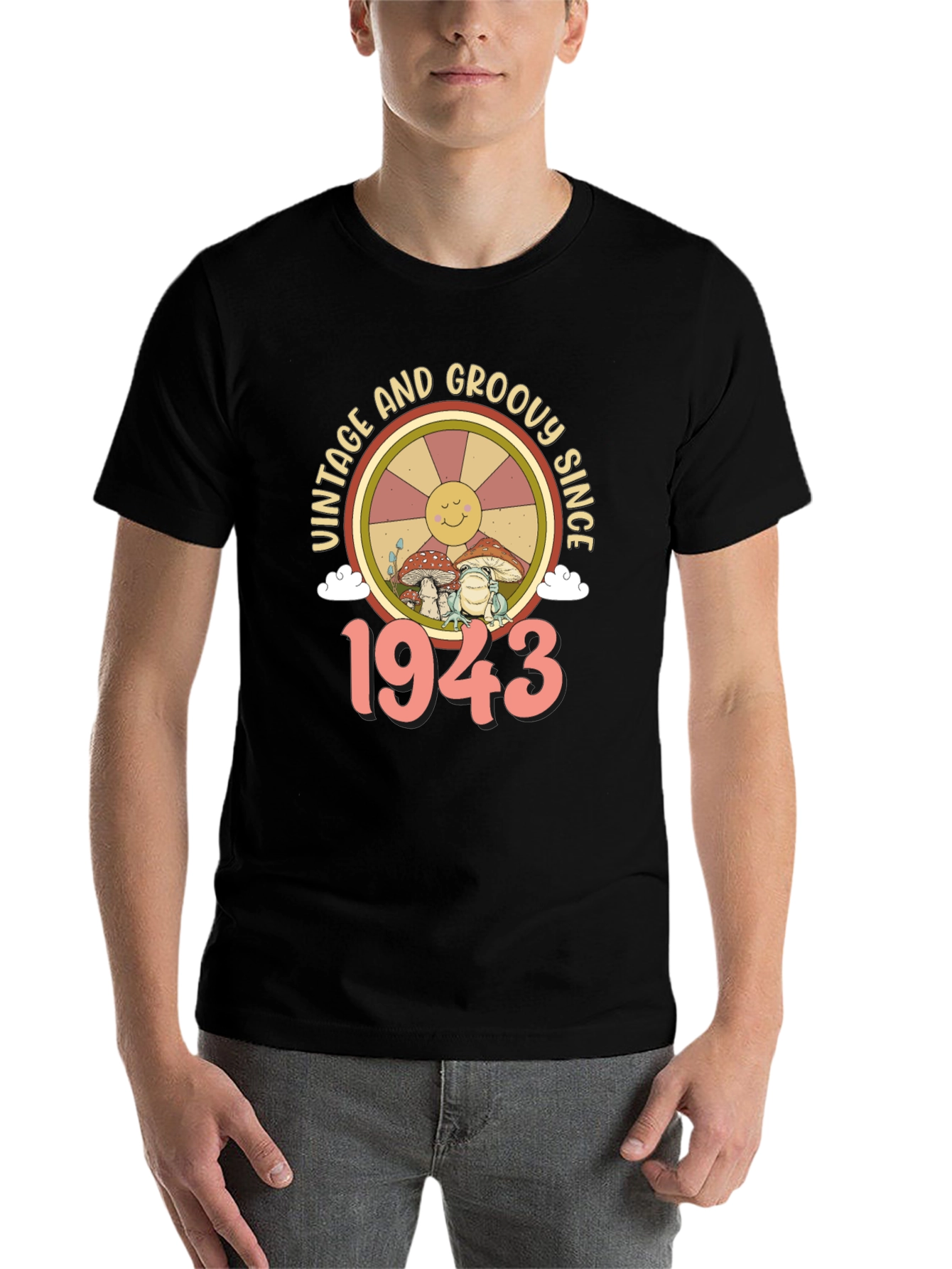 Black Vintage Groovy Since 1943 Graphic T-Shirt view 7