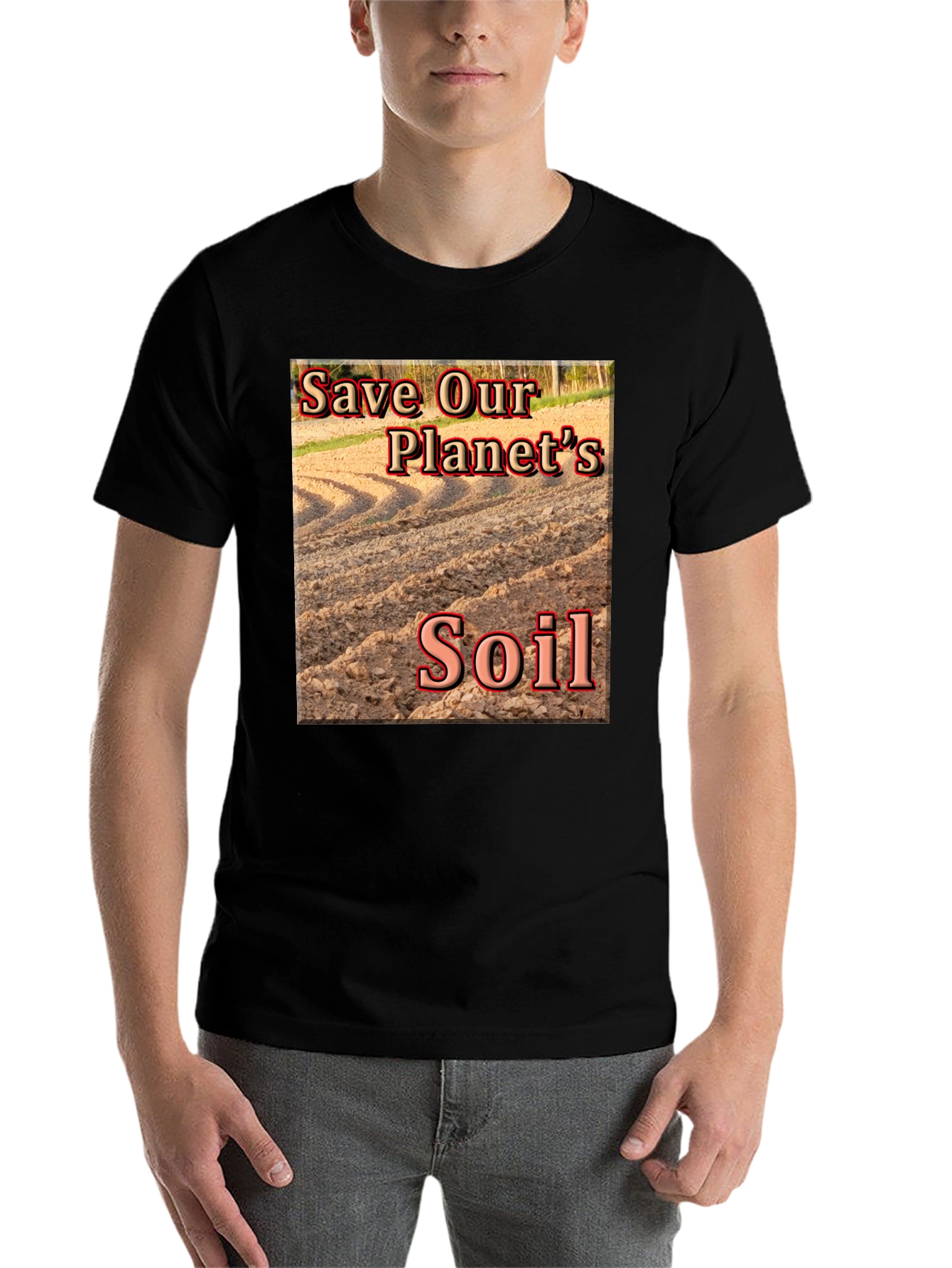 Black Save Our Planet's Soil T-Shirt view 7