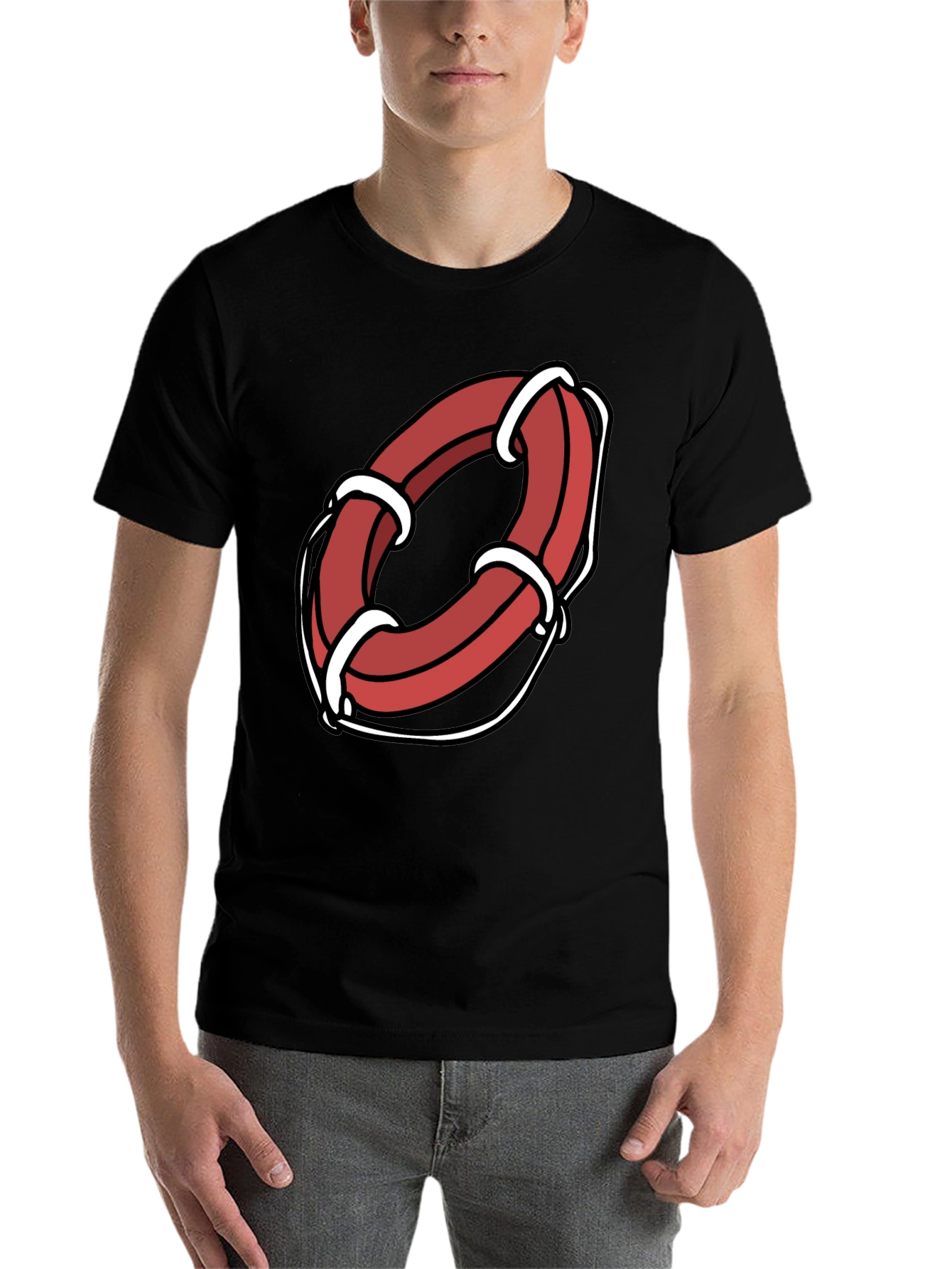 Black Cartoon Life Preserver Graphic Tee view 7