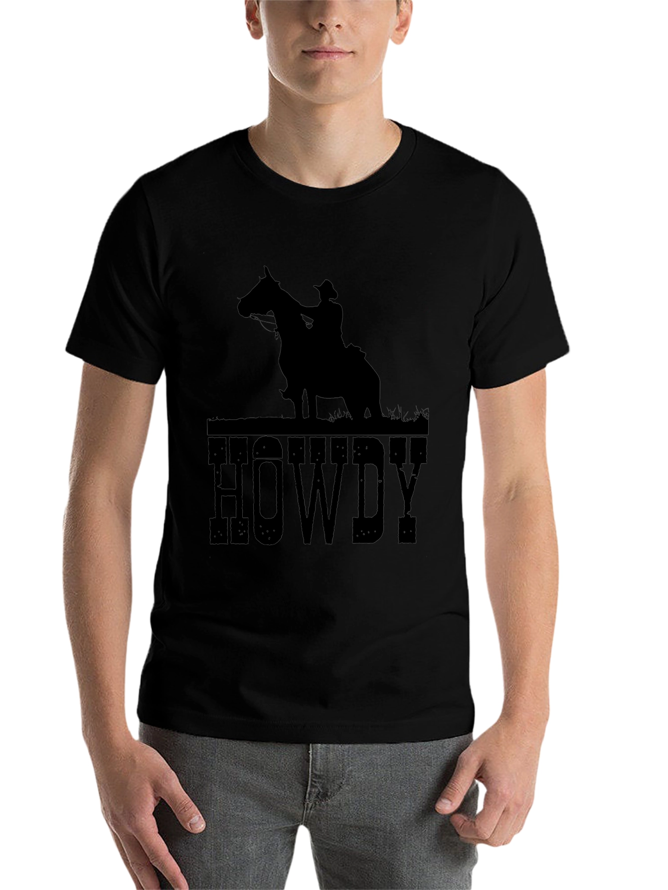 Black Howdy Cowboy Silhouette Graphic Tee - Black view 7