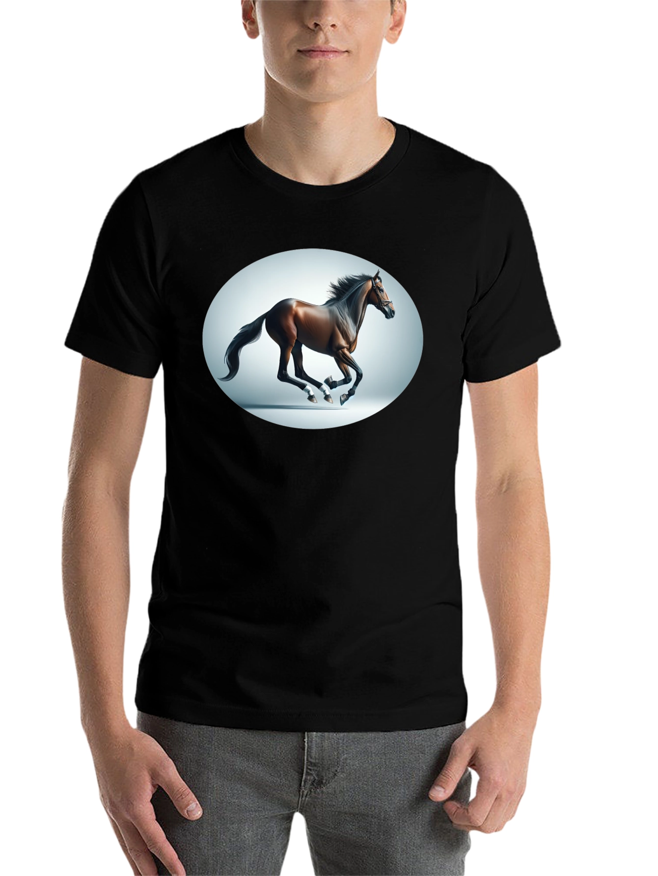 Black Galloping Horse Graphic Tee - Black view 7