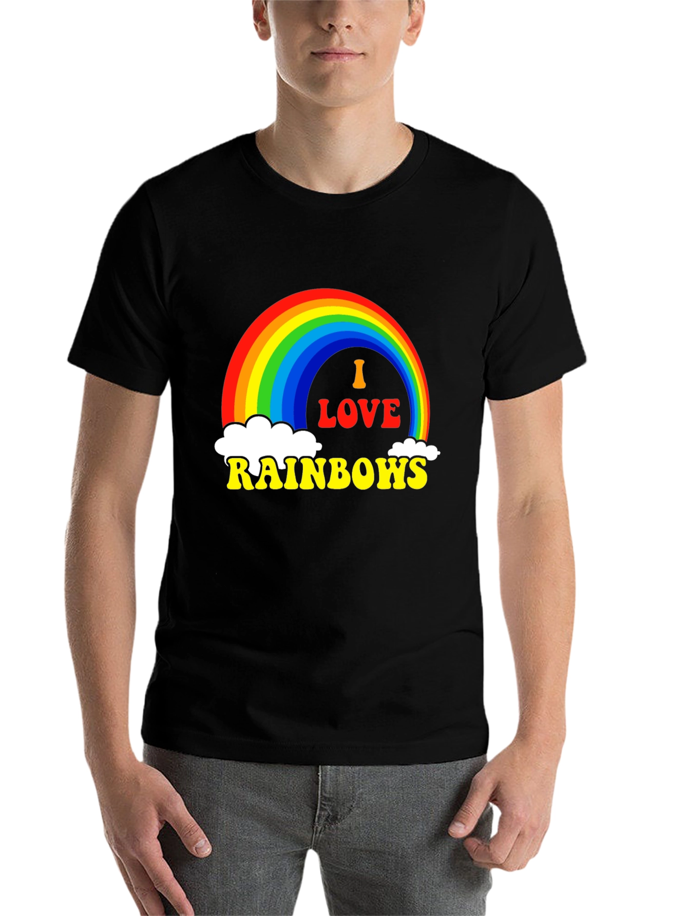 Black I Love Rainbows Graphic Tee - Black Pride T-Shirt view 7