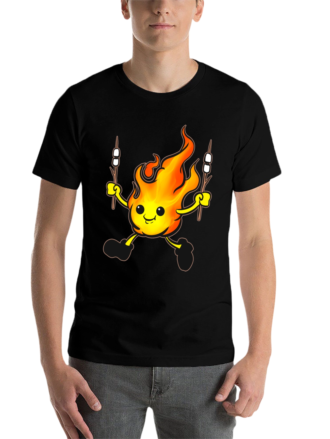 Black Funny Campfire Marshmallow T-Shirt view 7