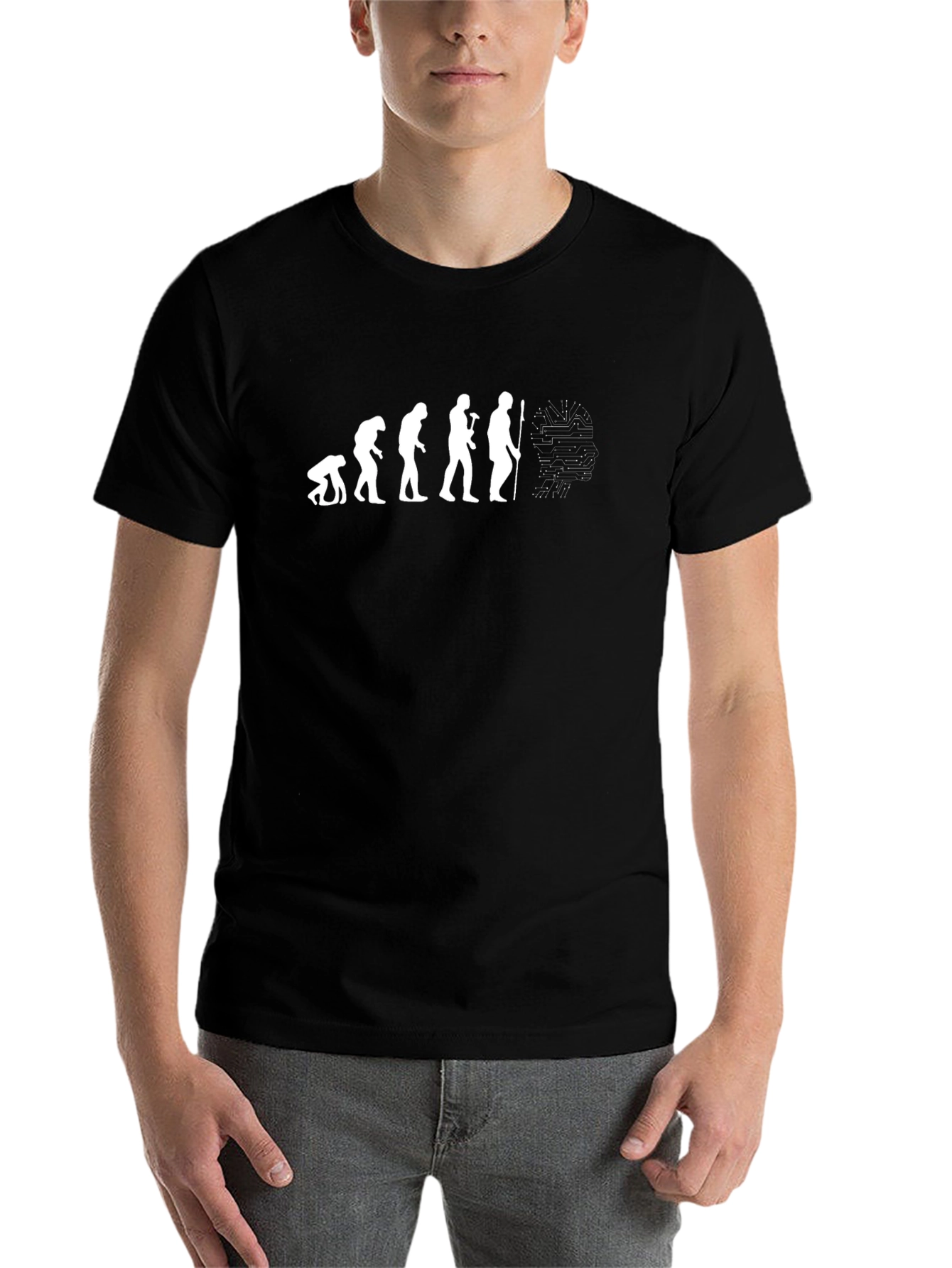 Black Evolution of Man Programmer T-Shirt view 7