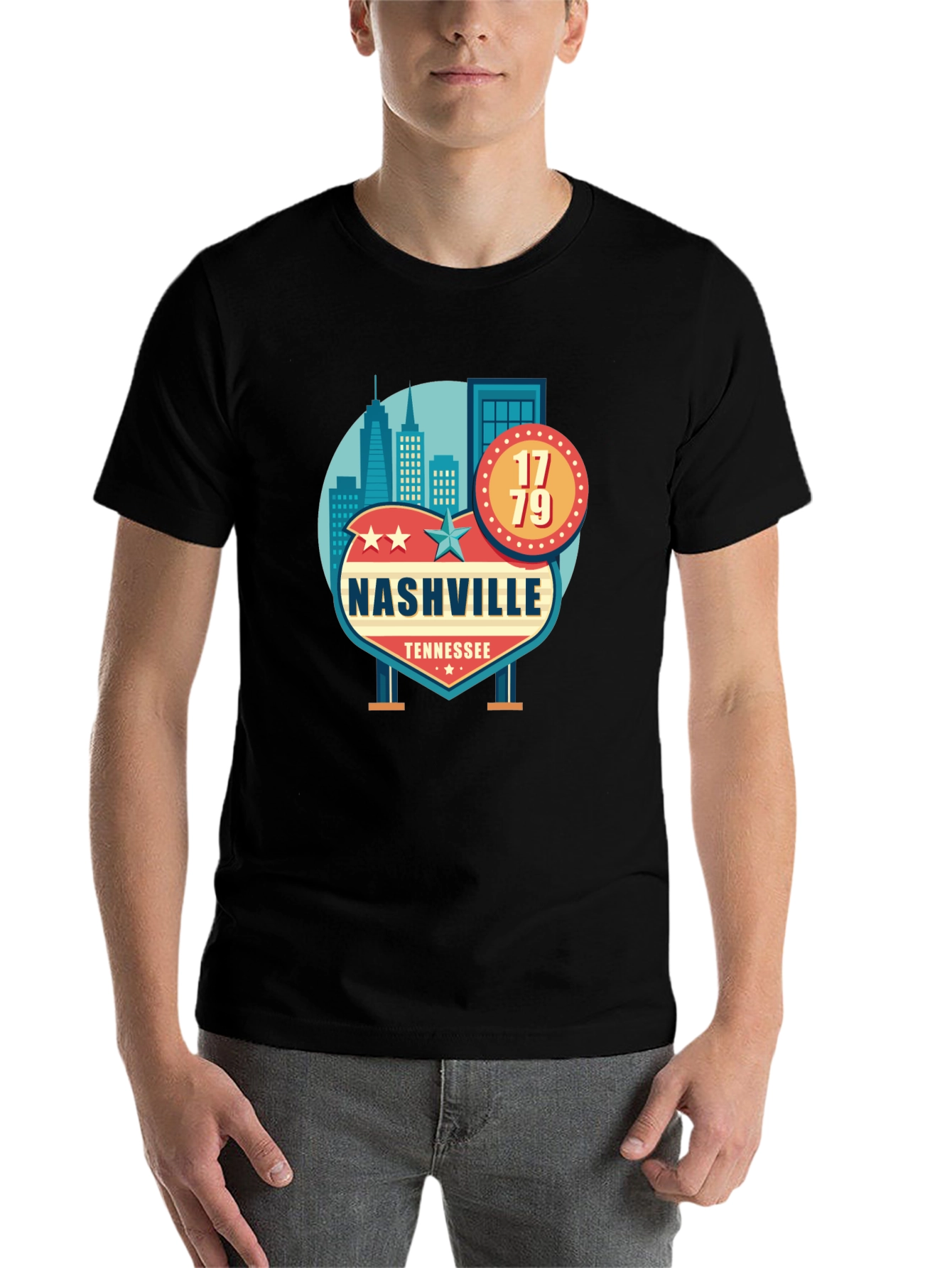 Nashville Tennessee Black T-Shirt - 7