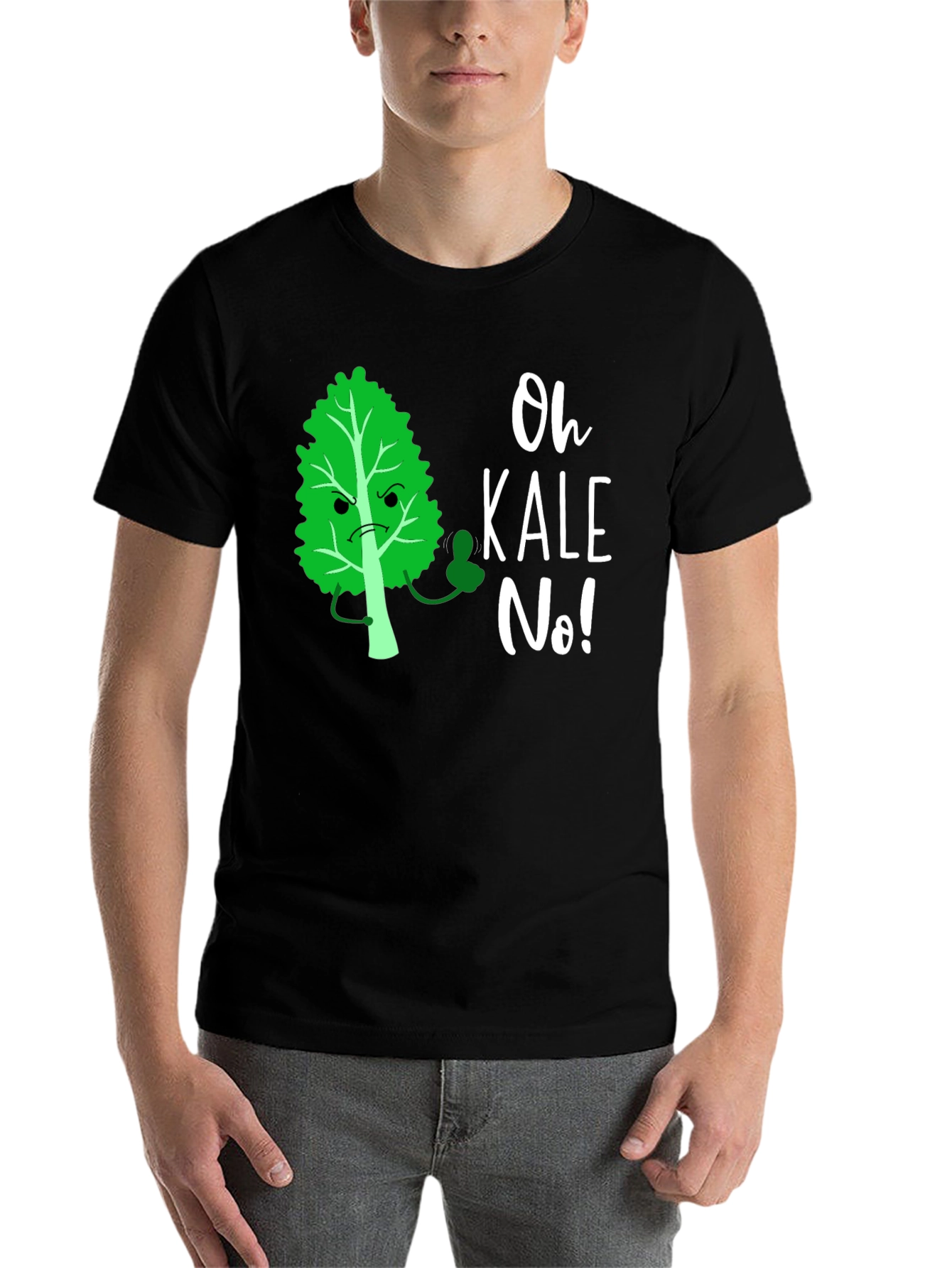 Black Oh Kale No! Funny Graphic T-Shirt view 7