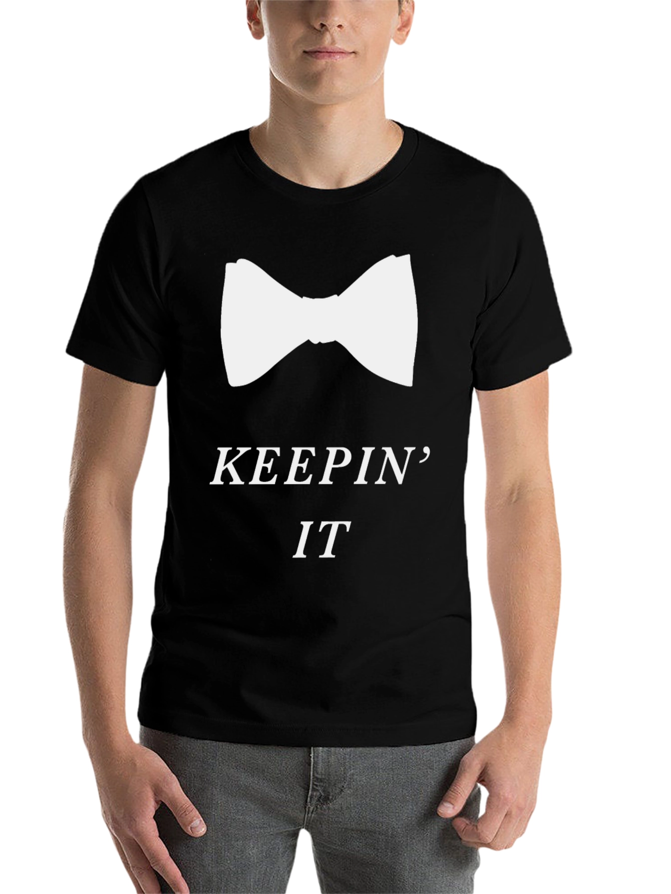 Black Keeping It Classy Bow Tie T-Shirt view 7