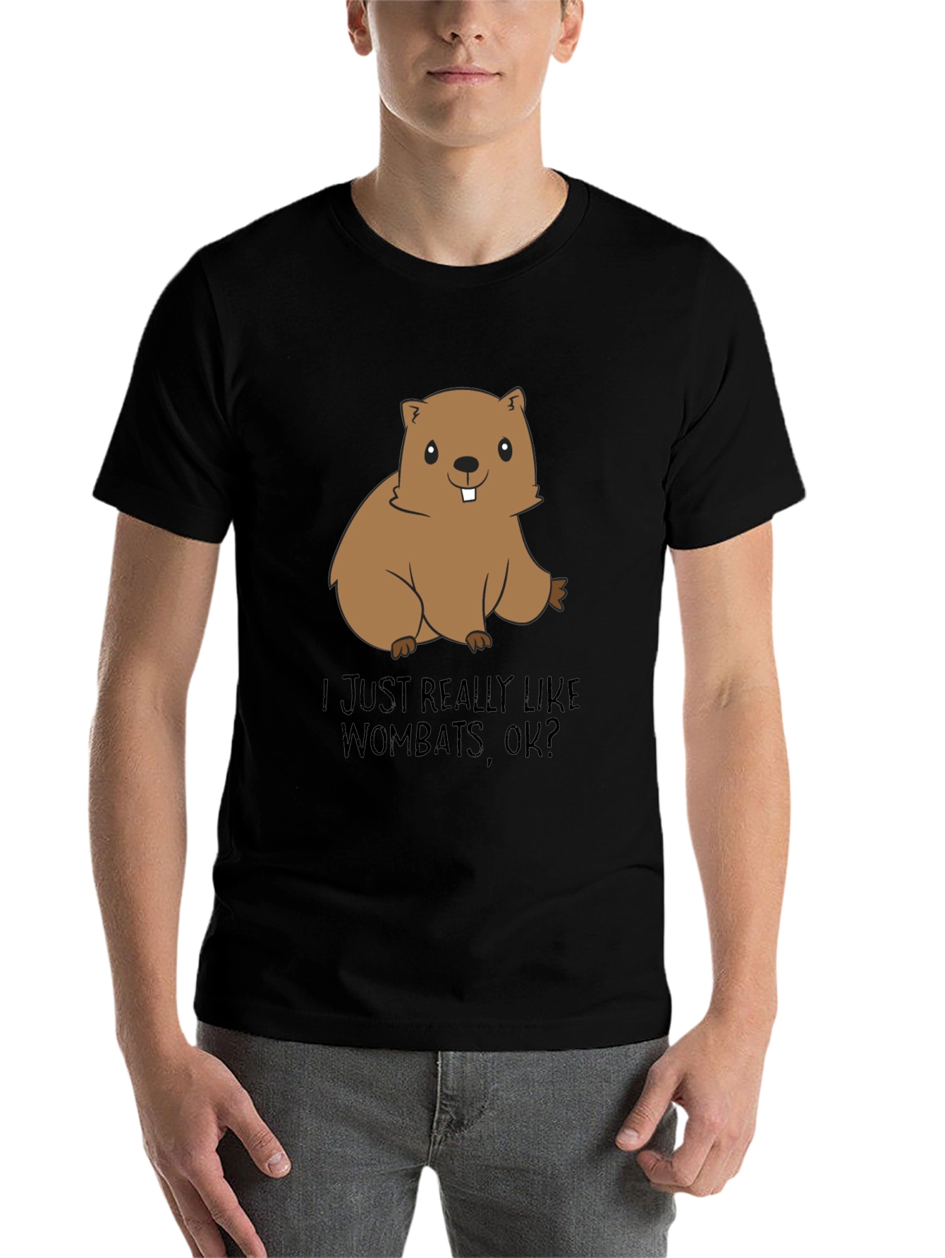 Black Wombat Lover T-Shirt - Cute Cartoon Animal Tee view 7
