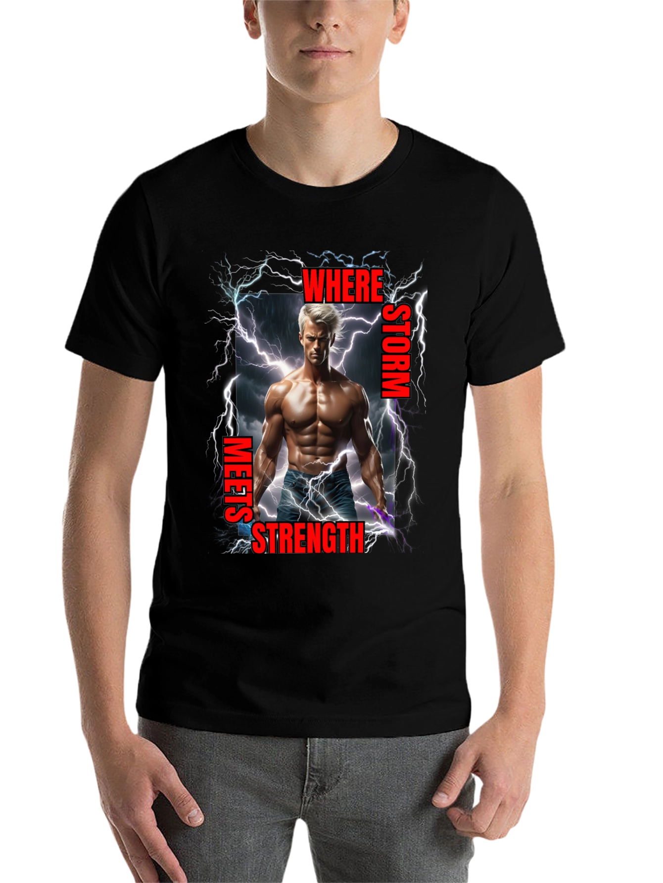 Black Storm Meets Strength Graphic T-Shirt view 7