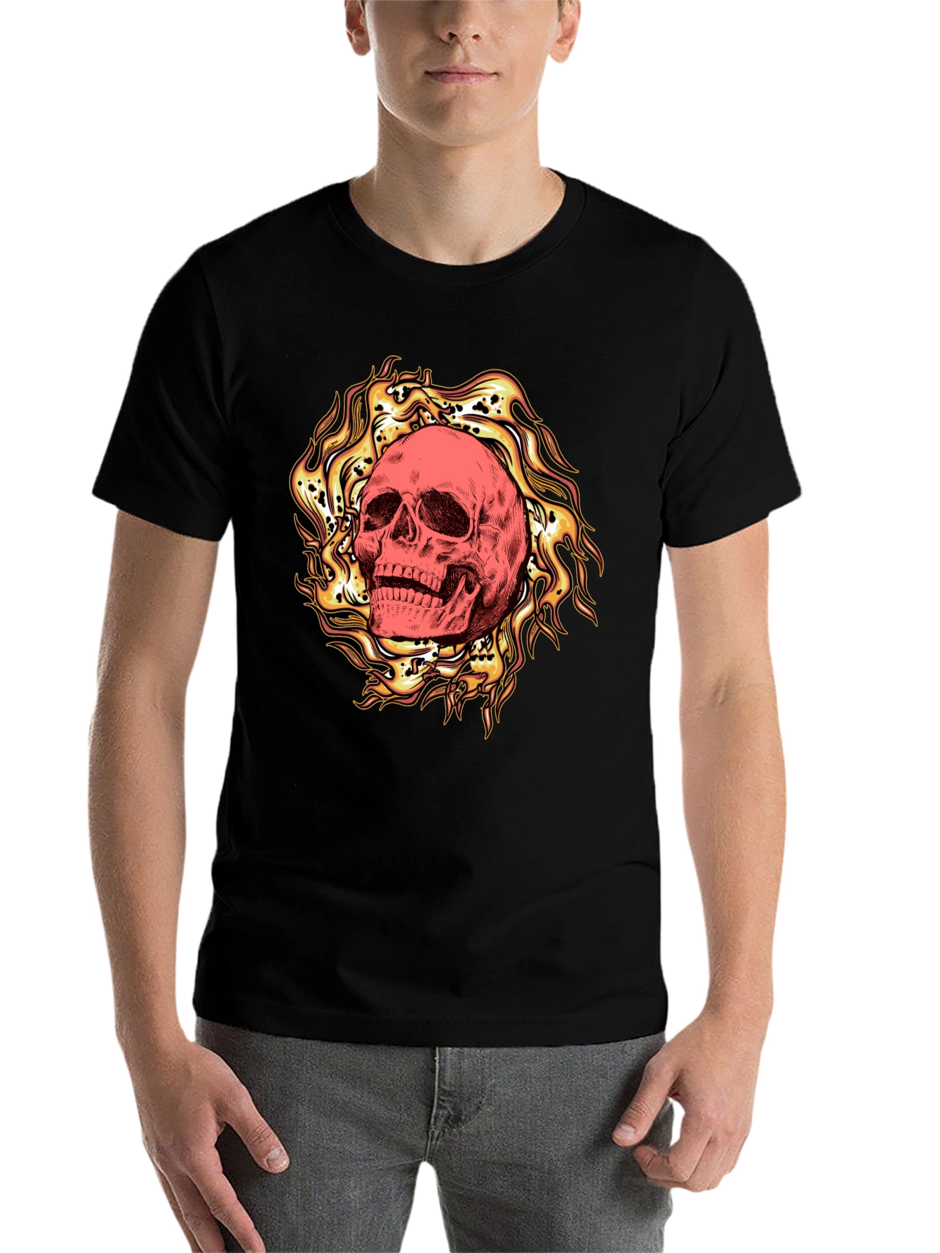 Fiery Skull Graphic Tee - Bold & Edgy - 7