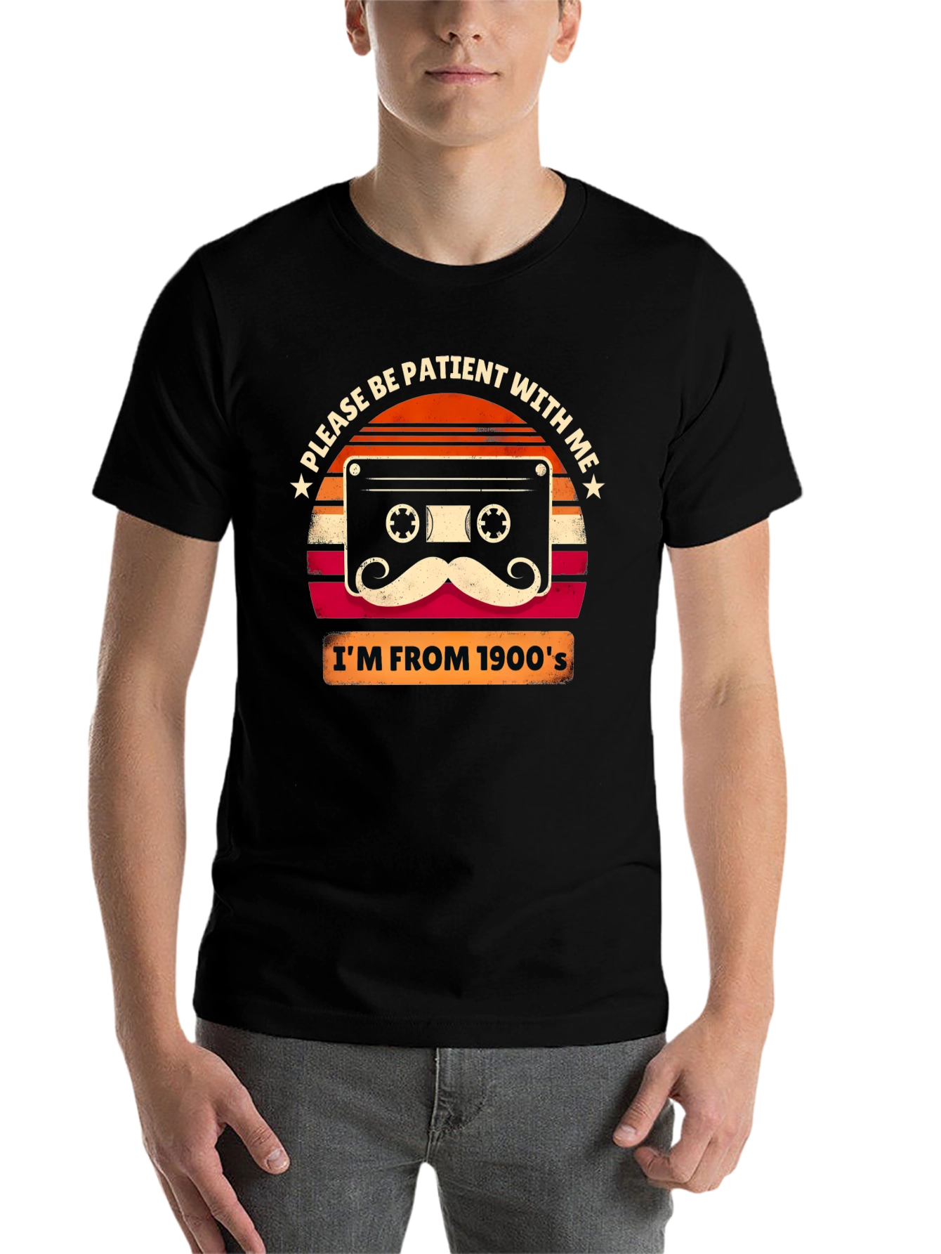 Black Retro Cassette Tape 1900s Graphic T-Shirt view 7