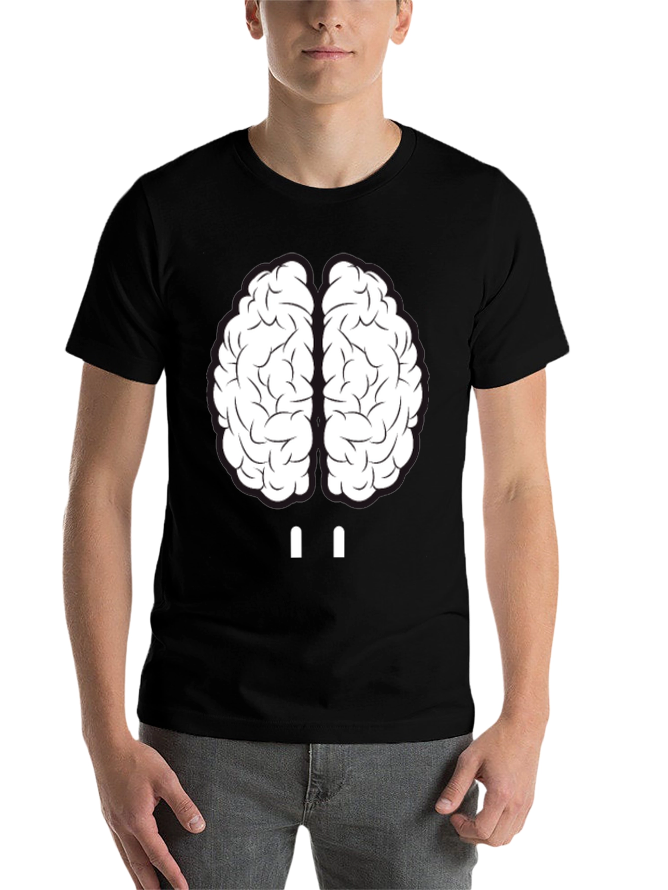 Black Brain Graphic Tee - Unisex Crew Neck T-Shirt view 7