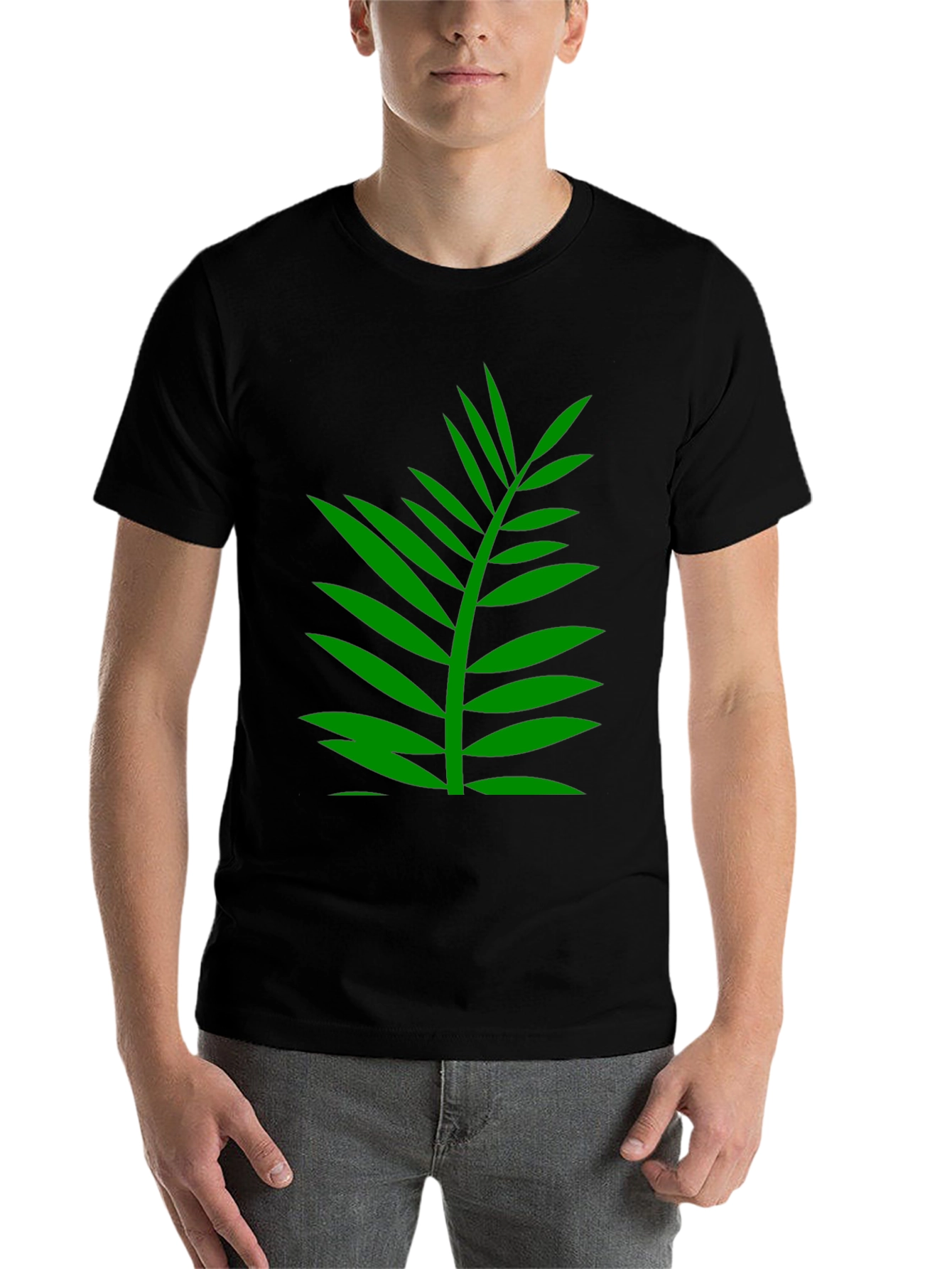 Black Tropical Palm Leaf Graphic T-Shirt - Black view 7