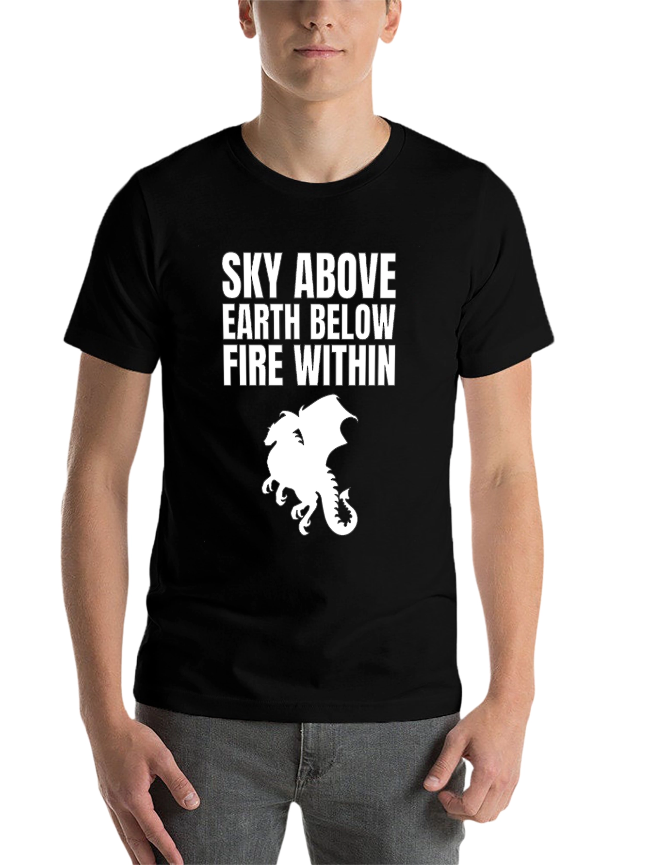 Black Sky Above Dragon Graphic Tee - Black Cotton T-Shirt view 7